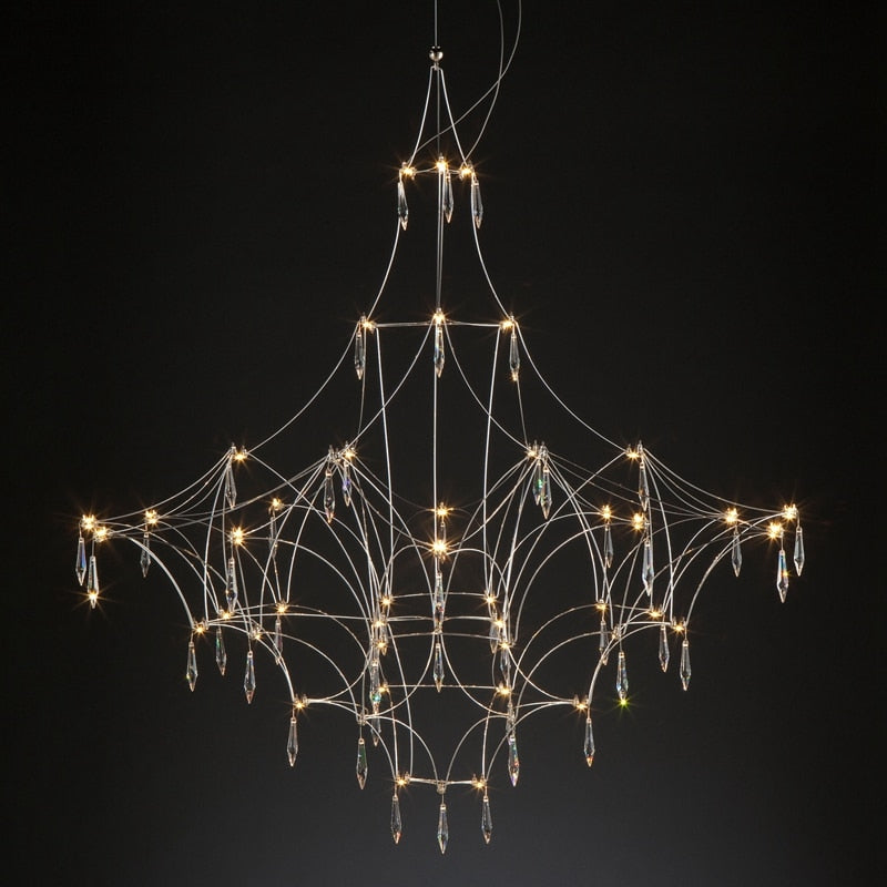 Starry Crystal Minimalist Chandelier - Modern Elegant Ceiling Light Fixture for Dining Room, Bedroom & Living Room Decor