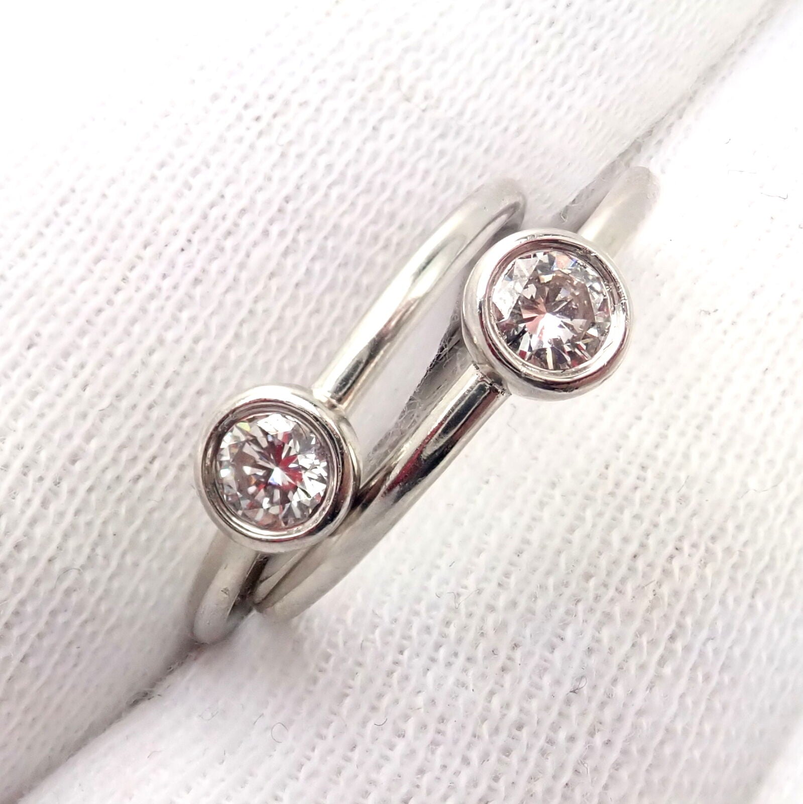 Set of 2 Tiffany & Co Platinum 0.16ct Diamond Stacking Rings - Size 5.75 - Perfect for Engagement, Wedding Bands & Anniversary Gifts