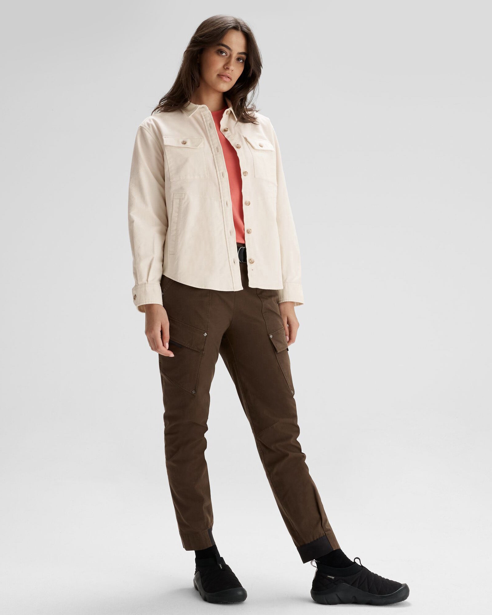 Women's Huntly Moleskin Long Sleeve Shirt in Natural - Comfortable & Stylish Top for Casual Wear, Office & Outdoor Activities