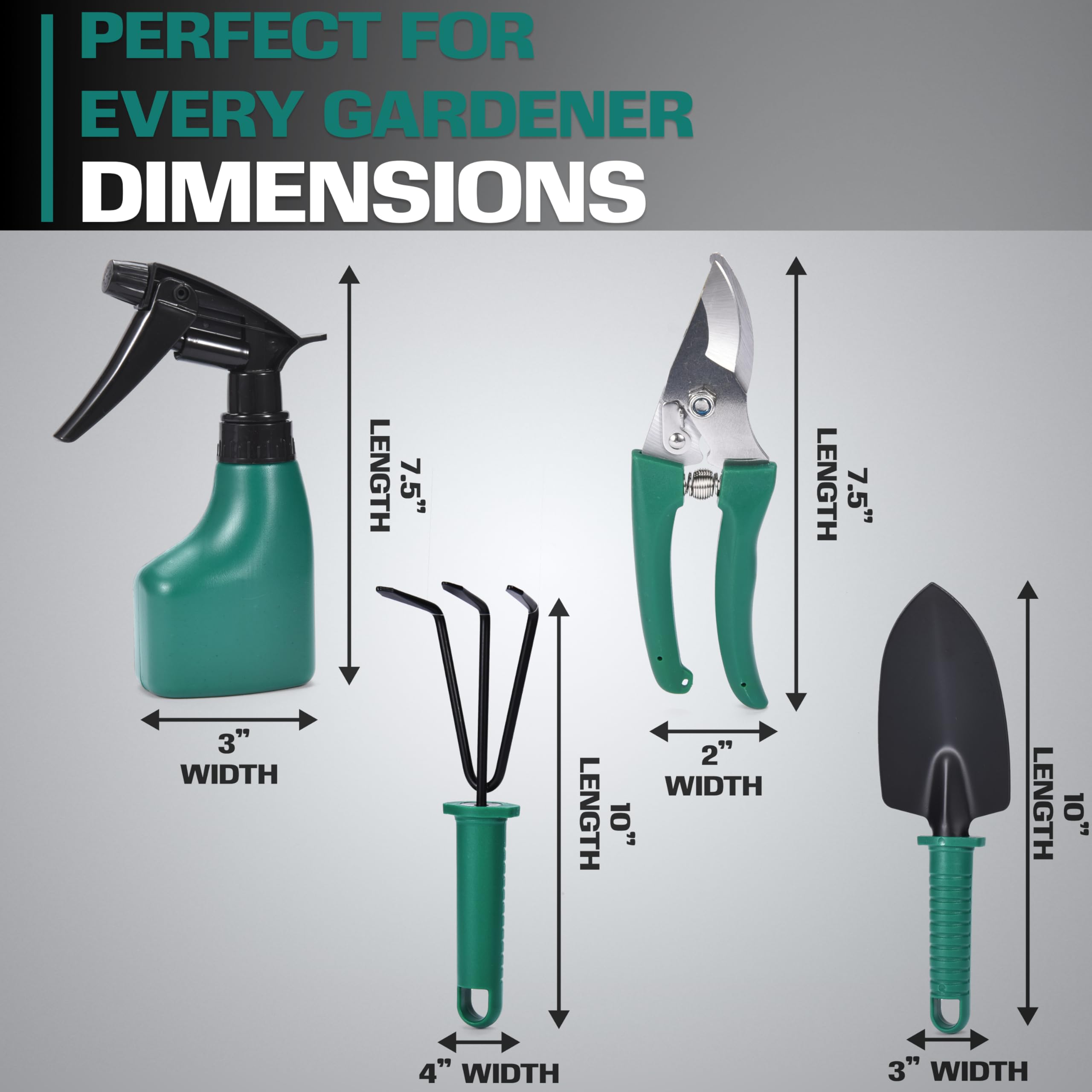 2wayz 5-Piece Garden Tool Set - Durable Stainless Steel Gardening Hand Tools with Portable Storage Box - Perfect for Planting, Weeding & Transplanting - Ideal Gift for Garden Lovers (3x12x7-inch) - Great for Small Gardens, Balcony Plants & Indoor Herb Kits