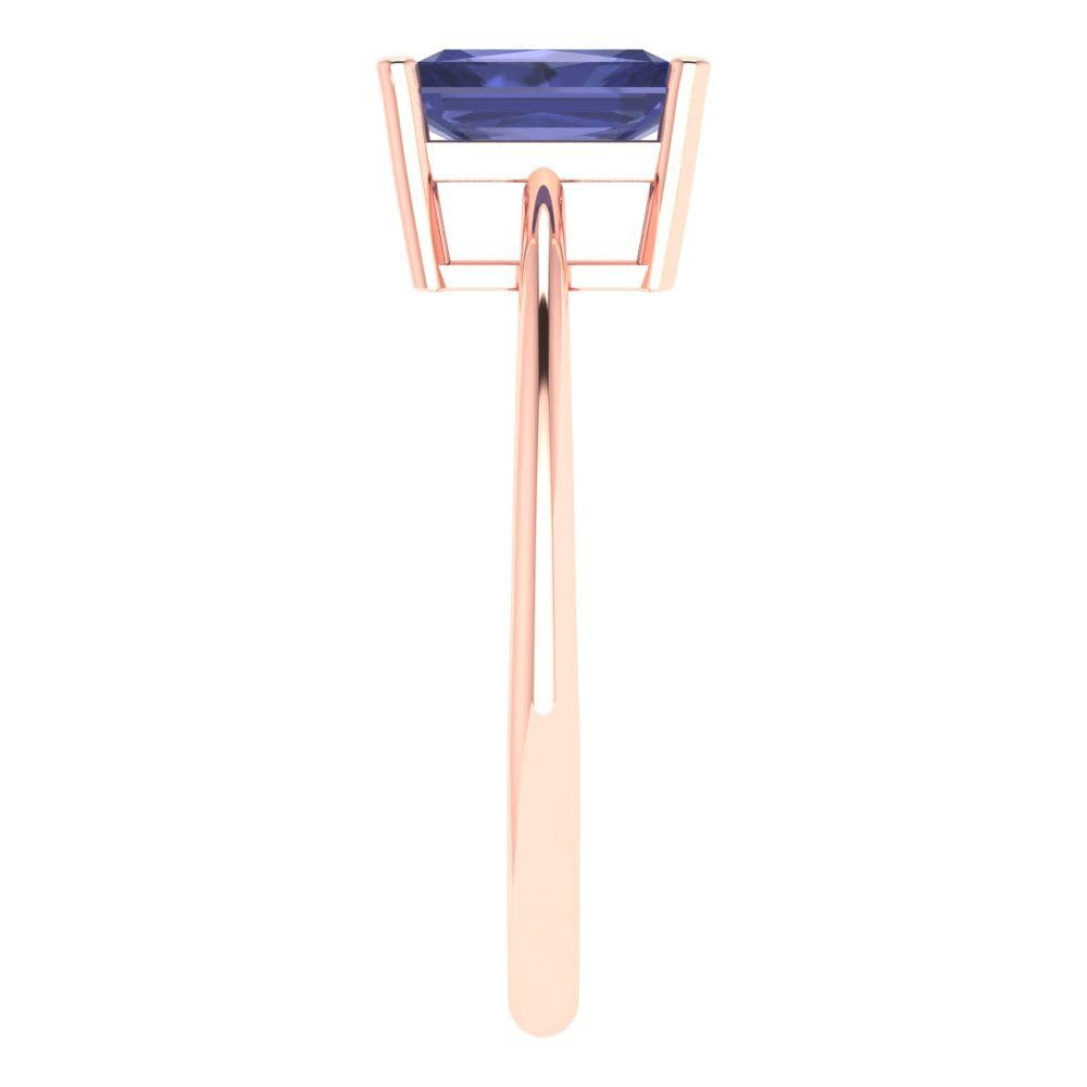 1.0 ct Radiant Cut Simulated Tanzanite Solitaire Ring - 18K Rose Gold Engagement Wedding Band for Women | Anniversary Promise Gift for Her | Perfect for Proposals, Bridal Jewelry & Special Occasions