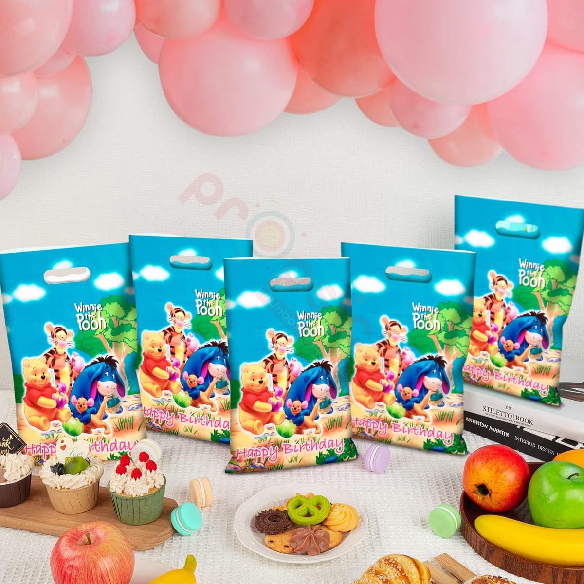 Winnie the Pooh Theme Blue Foil Goodie Bags - 10 Pack Birthday Party Favors for Kids, Baby Shower Return Gifts, Thank You Bags - Perfect for Disney Themed Parties, Baby Showers & Birthday Celebrations