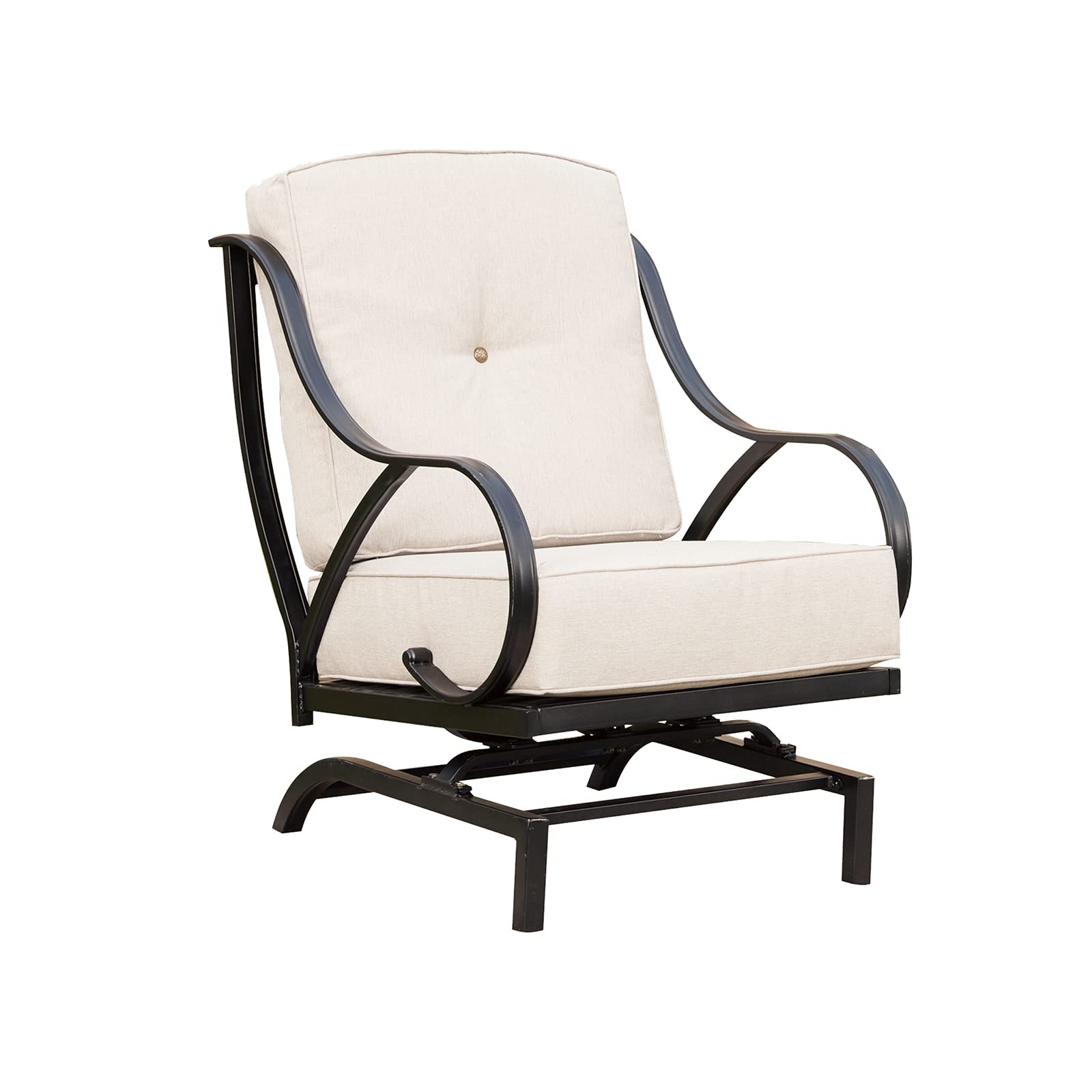 **Festival Depot 1 Patio Dining Chair with Thick Cushions - Sturdy Metal Frame Outdoor Furniture for Bistro, Deck, Garden - Beige (B-PF19110-W) - Perfect for Relaxing, Entertaining, and Outdoor Dining**