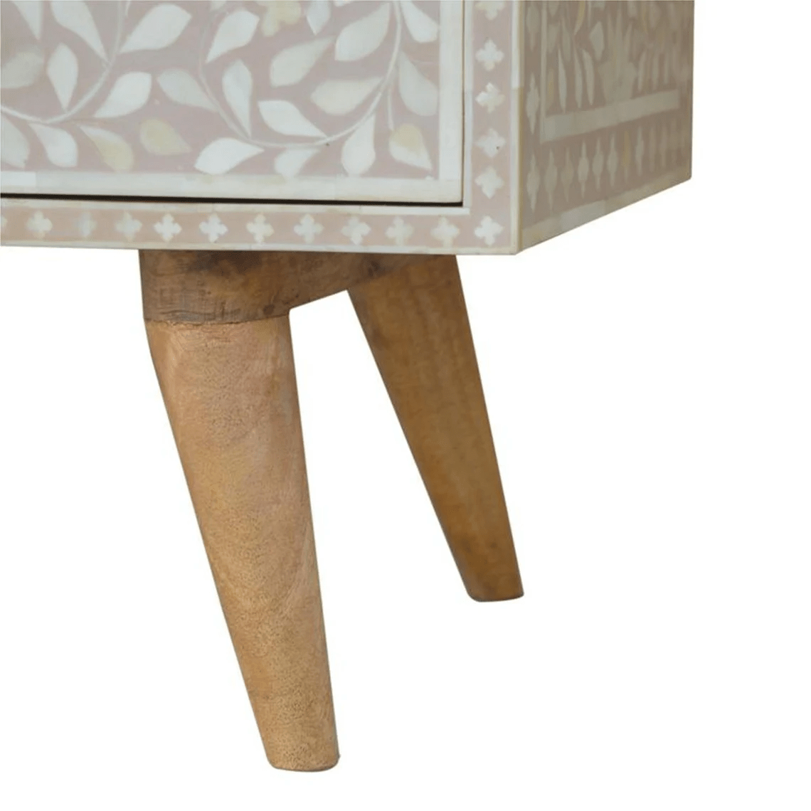 Handmade Bone Inlay Floral Pattern TV Stand | White Console Table for Living Room, Bedroom & Entryway - Elegant Home Decor Furniture