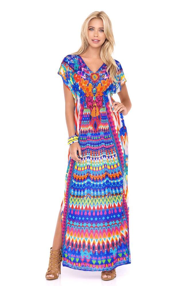 Luli Fama Tribal Print Beach Cover-Up - Floral Cap Sleeve Swimsuit Cover for Women | Perfect for Poolside, Vacation & Summer Outfits