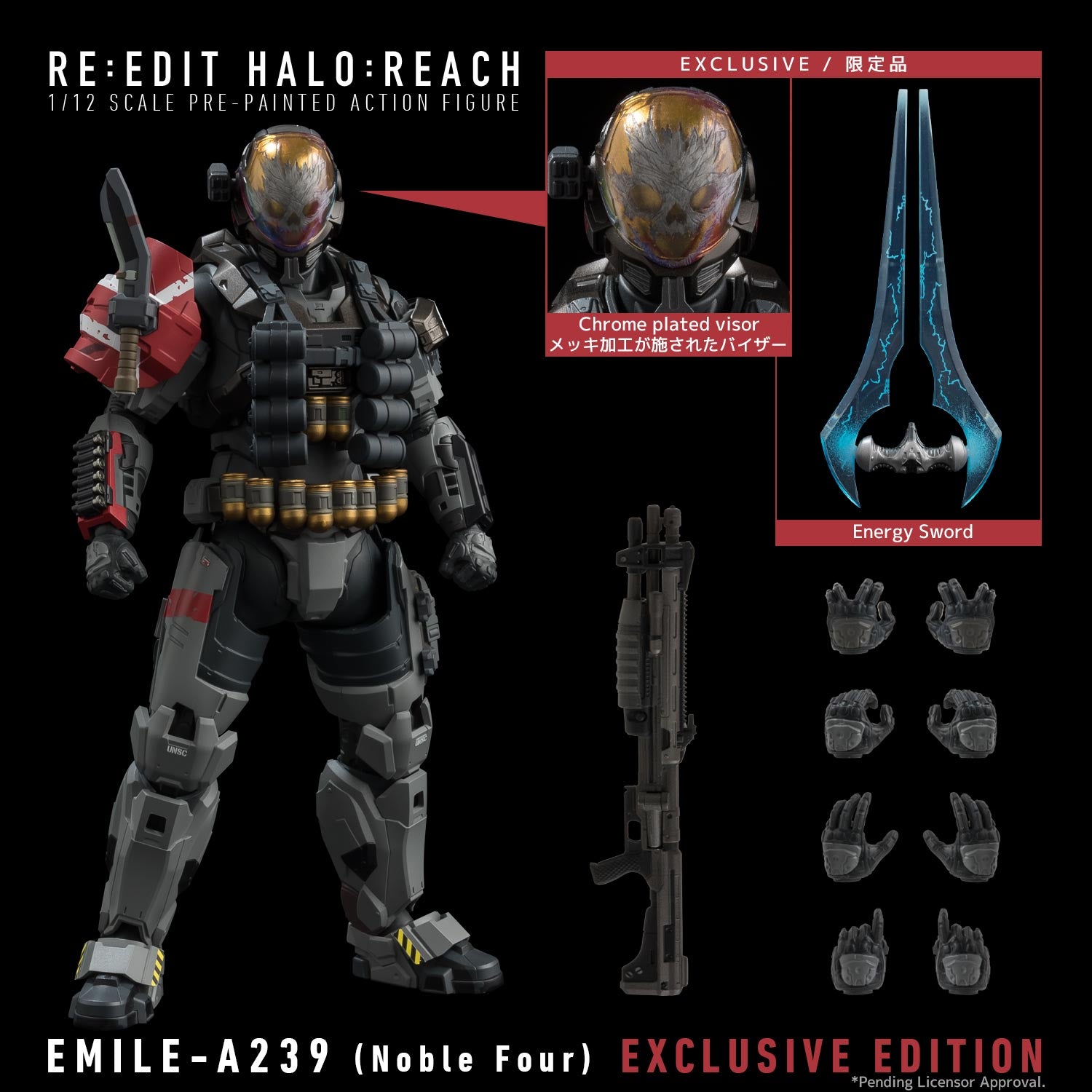 1000Toys RE:EDIT Halo Reach Emile A239 Noble Four 1/12 Scale Action Figure - PX Previews Exclusive Collectible for Display & Gaming Enthusiasts