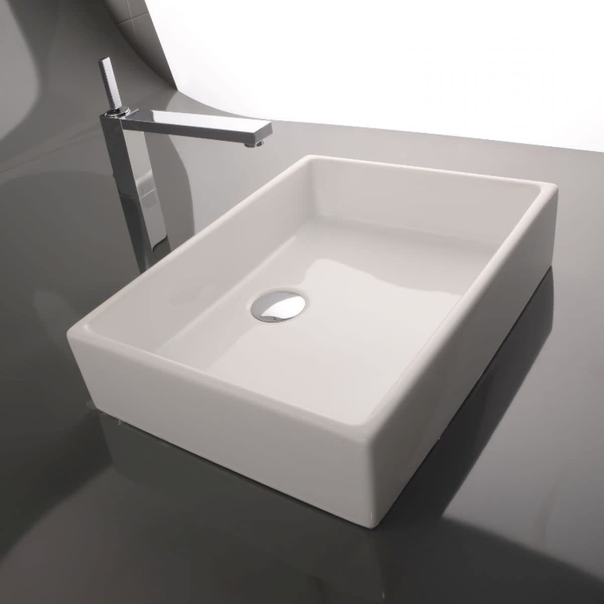 50A Gloss White Bathroom Sink - Unlimited Flow Faucet for Modern Bathrooms | Perfect for Home, Hotel & Commercial Use