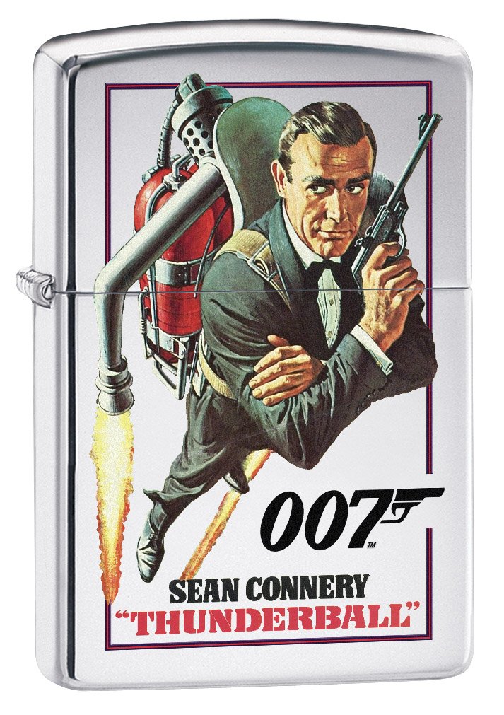 Zippo Lighter James Bond 007 Thunderball High Polish Chrome 79341 - Collectible Windproof Lighter for Men, Gifts & Outdoor Adventures