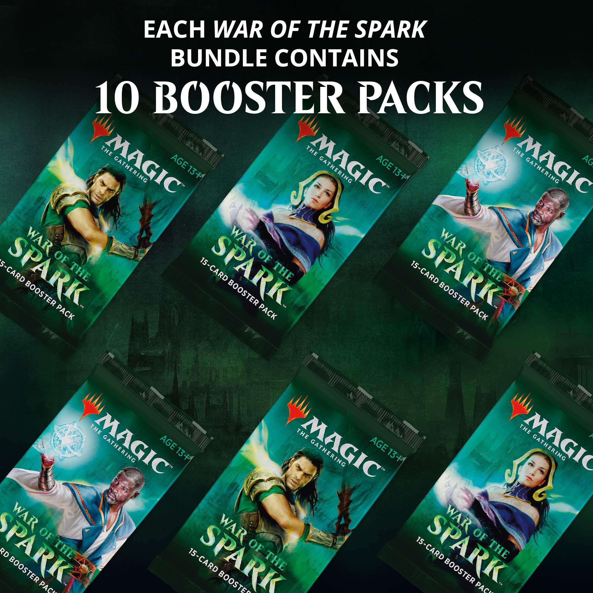 Magic: The Gathering War of The Spark Bundle - 10 Booster Packs with Planeswalker in Every Pack | MTG Card Game Accessories | Perfect for Collectors and Tournament Players