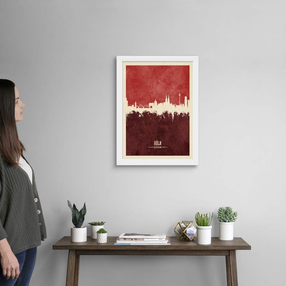 Cologne Germany Skyline White Framed Canvas Art Print - Premium Home & Office Wall Decor for Living Room, Bedroom, Office