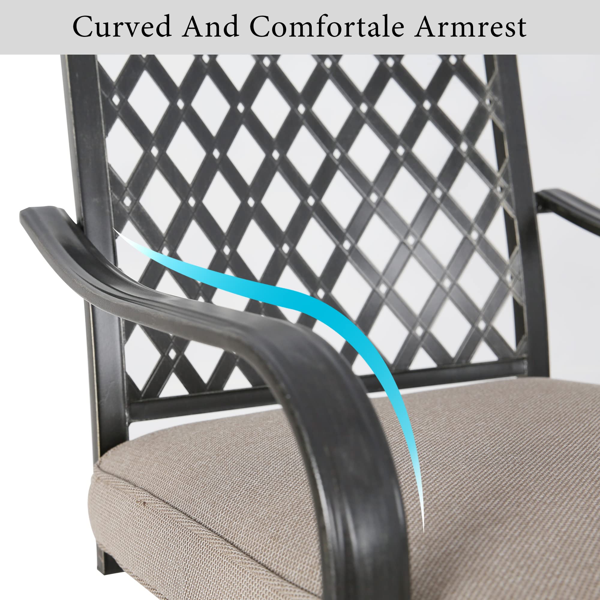 2 Pack Outdoor Swivel Bar Stools - Patio Counter Height Bistro Chairs with 100% Polyester Cushions, Beige - Perfect for Backyard, Deck, Garden & Poolside Relaxation
