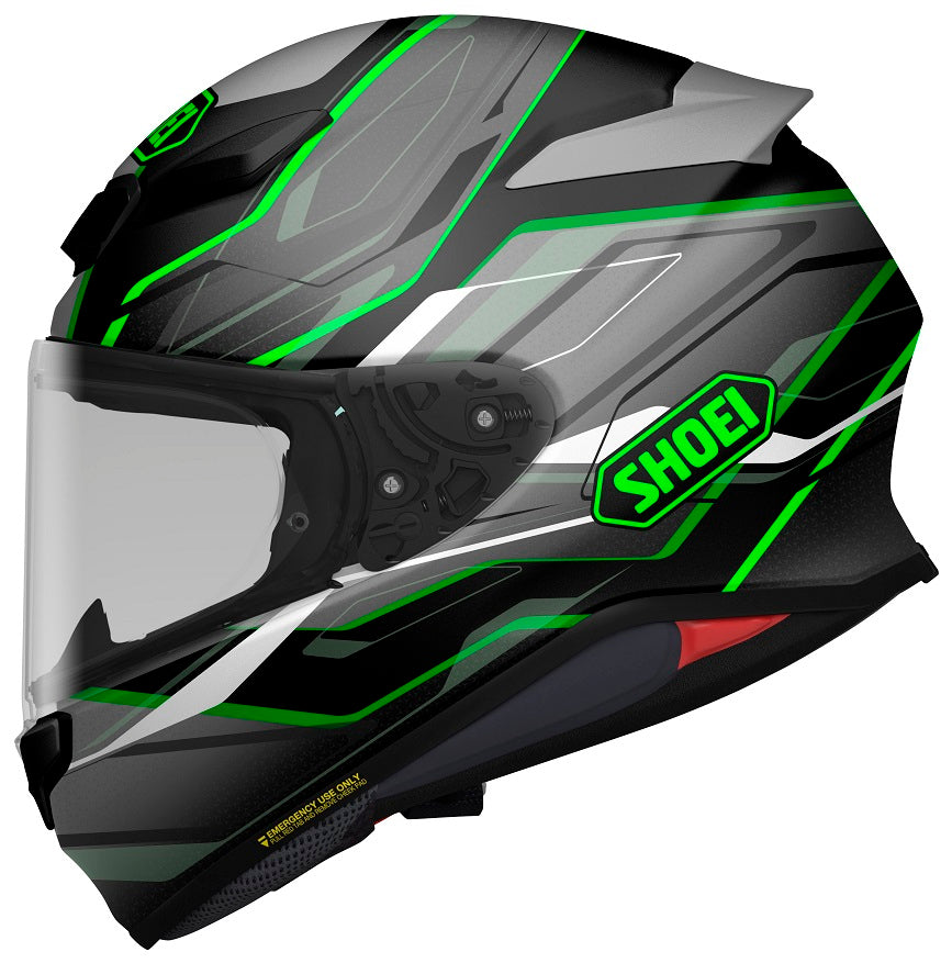 Shoei RF 1400 Full Face Motorcycle Helmet - Capriccio Black/Gray/Green - DOT & ECE Certified - Lightweight & Aerodynamic Design for Street Riding & Commuting