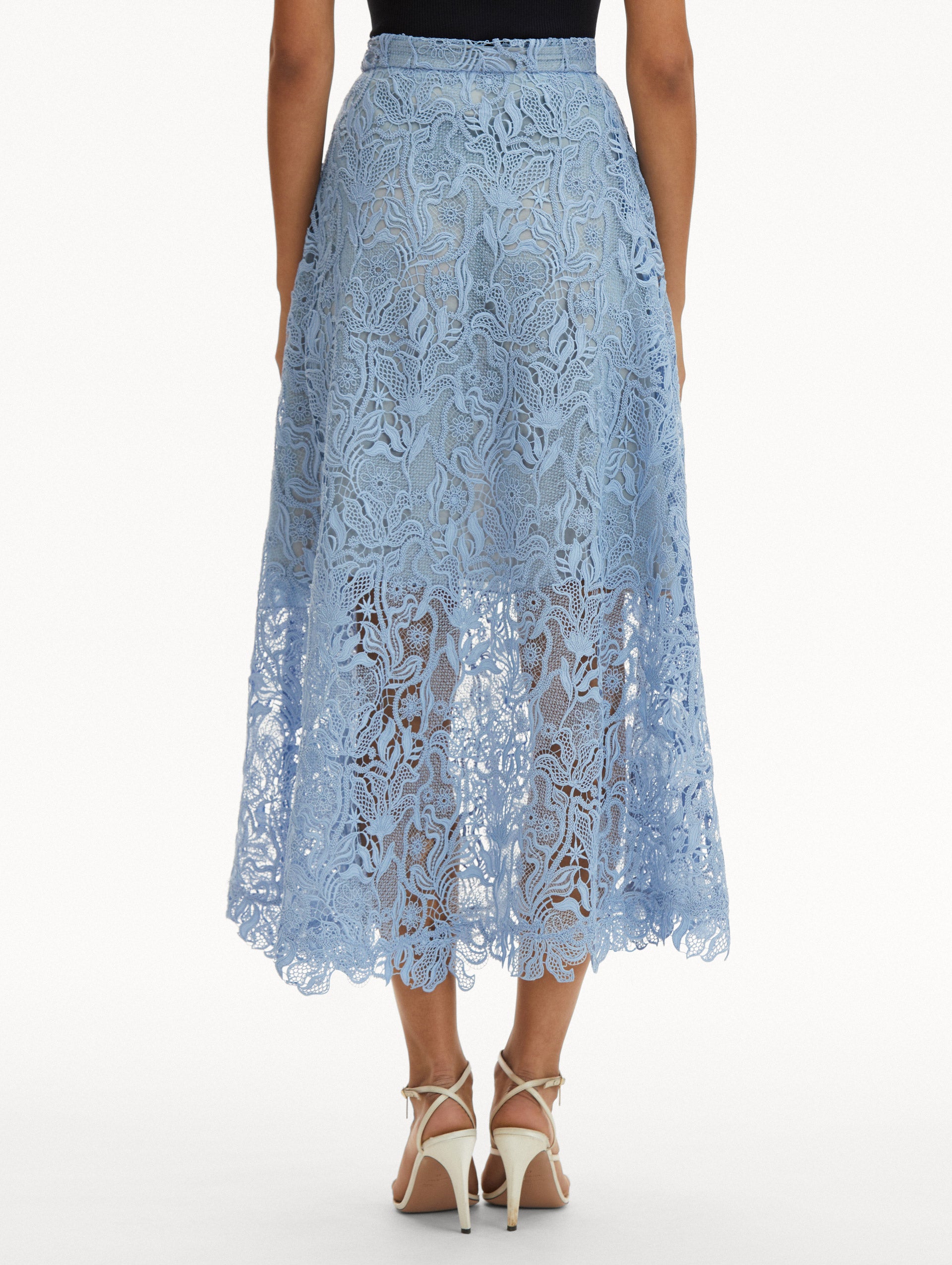 Bellflower Guipure Lace Skirt for Women - Elegant Floral Embroidery Midi Skirt | Perfect for Weddings, Parties & Summer Outfits