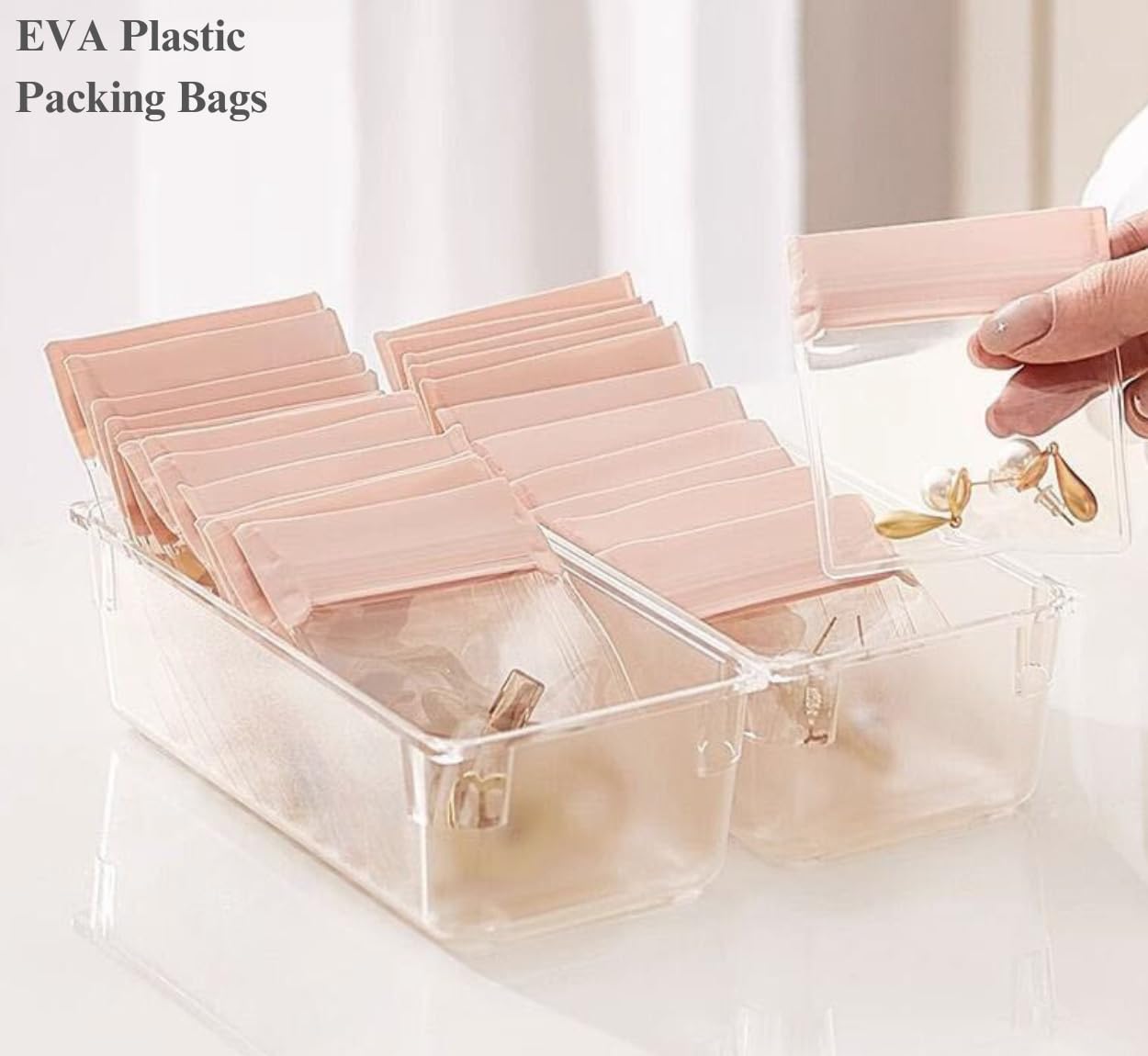 30 PCS Eva Jewelry Storage Bags - Anti-Tarnish Clear Plastic Ziplock Pouches for Necklaces, Rings, Watches & Bracelets (Resealable, Pink, Variety Sizes) - Perfect for Travel, Gifts & Jewelry Organization