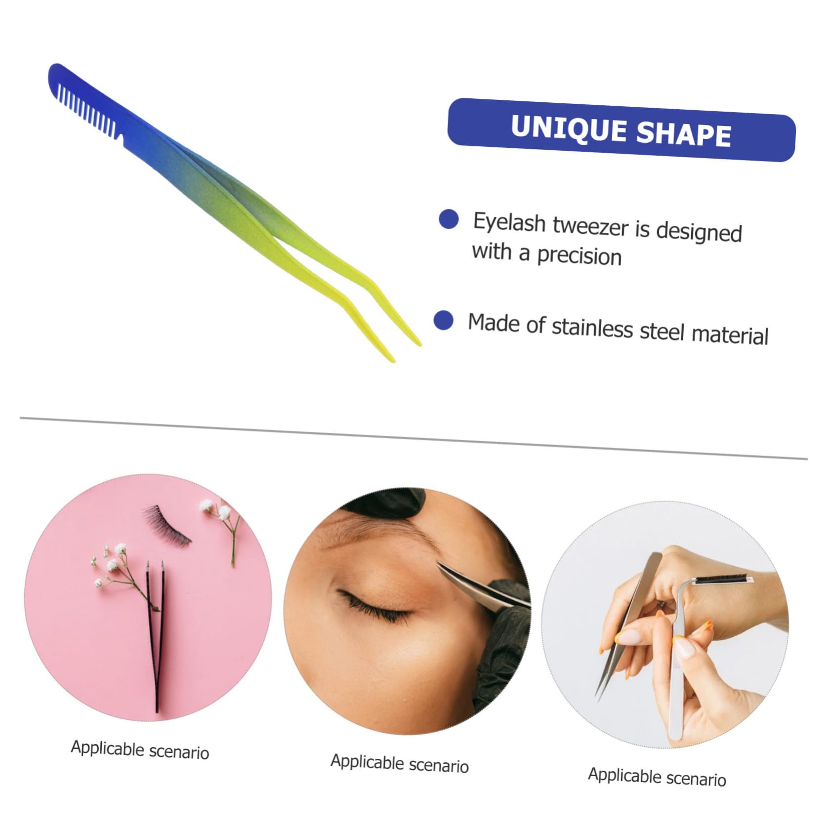 Professional Stainless Steel Eyebrow Tweezers for Women - Precise Eyebrow Shaping, Eyelash Extension & Nail Stamp Tool - Perfect for Eyebrow Grooming, Lash Application & Nail Art