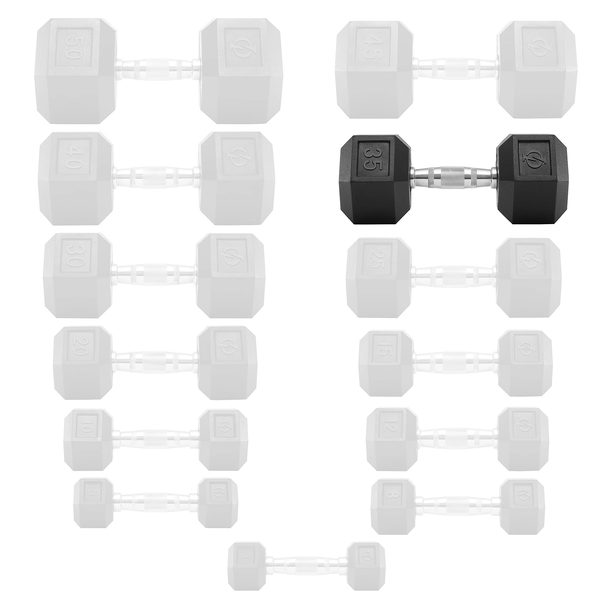 Philosophy Gym Rubber Coated Hex Dumbbell Set - Pair of Durable Workout Weights for Strength Training, Home Gym & Fitness