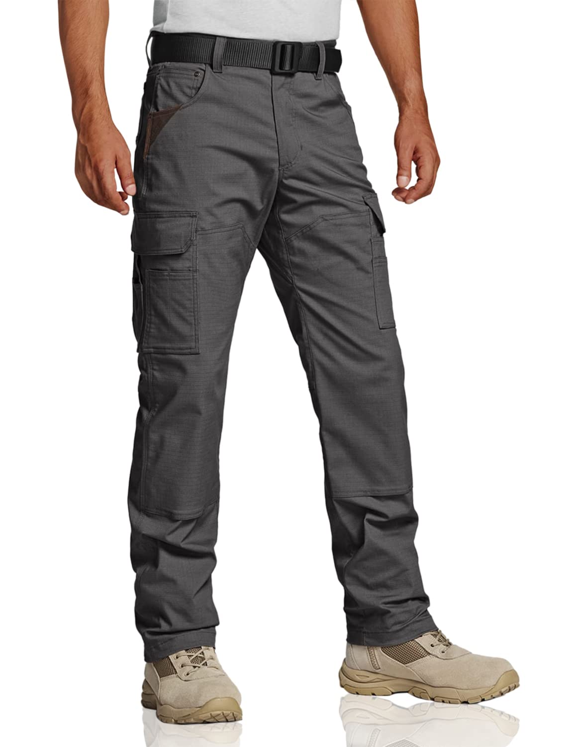 CQR Men's Flex Ripstop Tactical Pants - Water Resistant Outdoor Work Cargo Pants with Utility Pockets | Perfect for Hiking, Camping, EDC & Tactical Operations