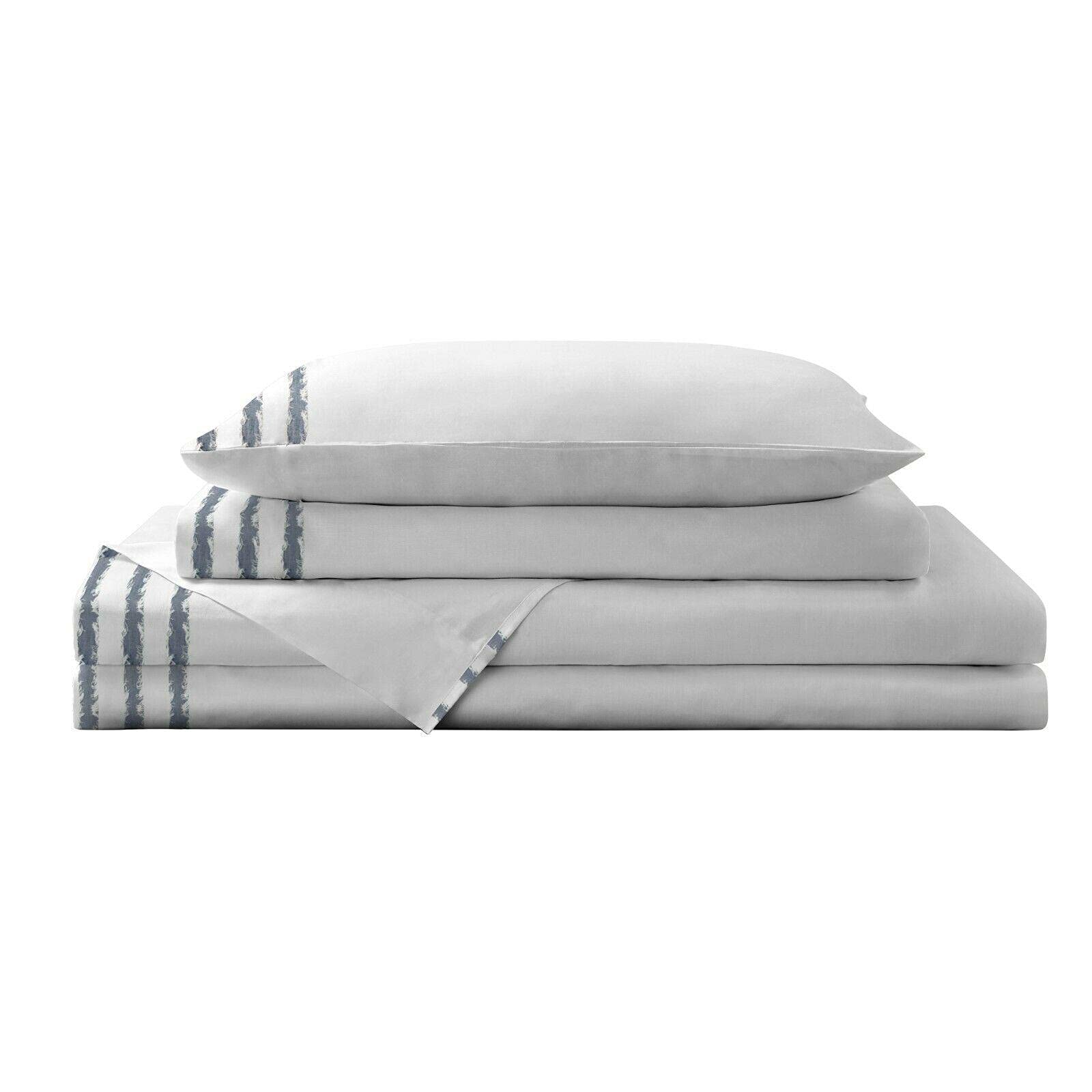 STNA Clipped Jacquard 100% Cotton Sheet Set with Pillowcases - Standard, Queen & King Size - Soft Blue Bedding for Cozy Sleep - Perfect for Master Bedroom, Guest Room & Dorm Decor