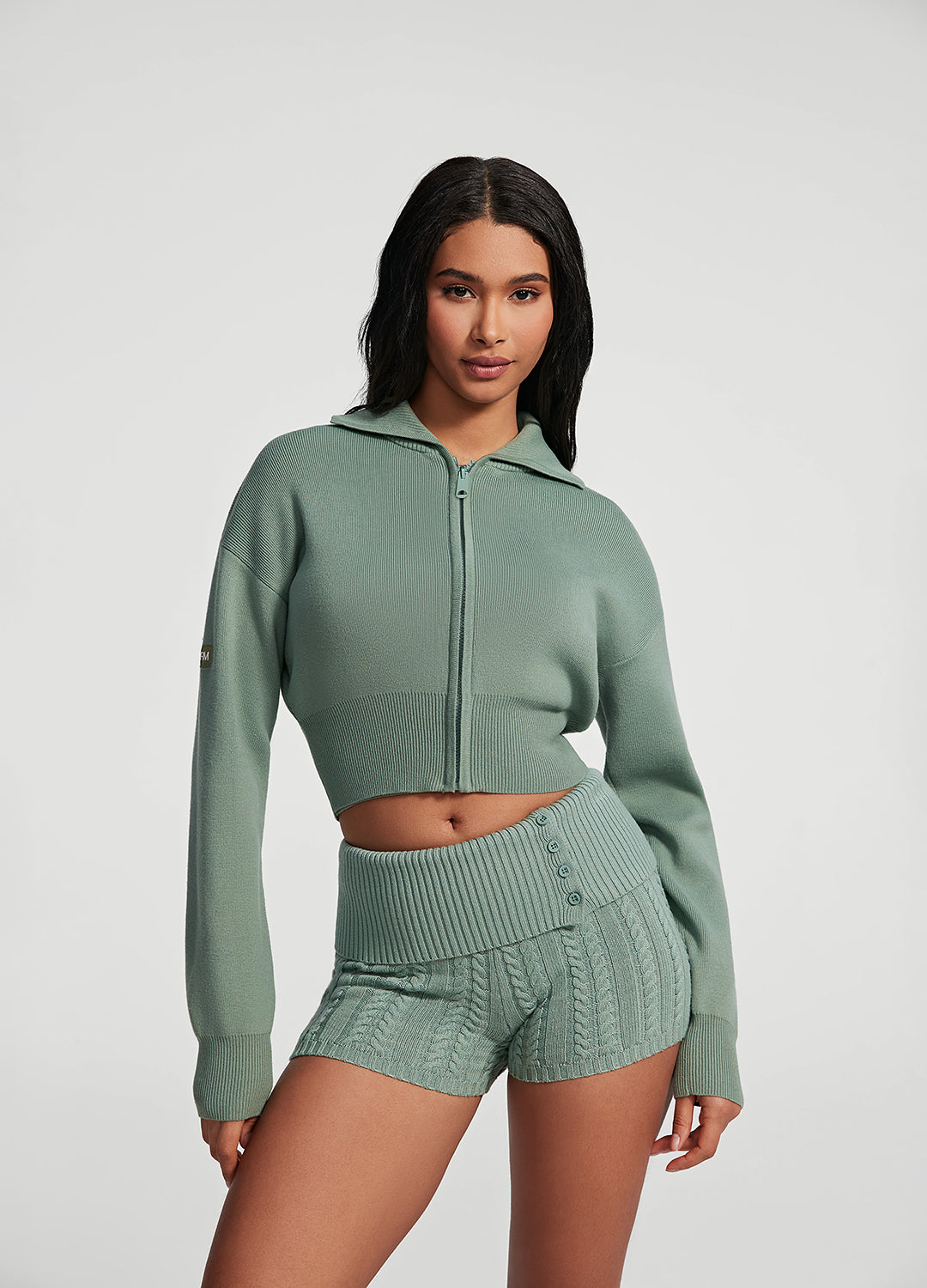 Women's Knit Cropped Zip Up Jacket - Lightweight Cardigan Sweater for Spring & Fall - Casual Outerwear for Streetwear, Layering, and Everyday Fashion