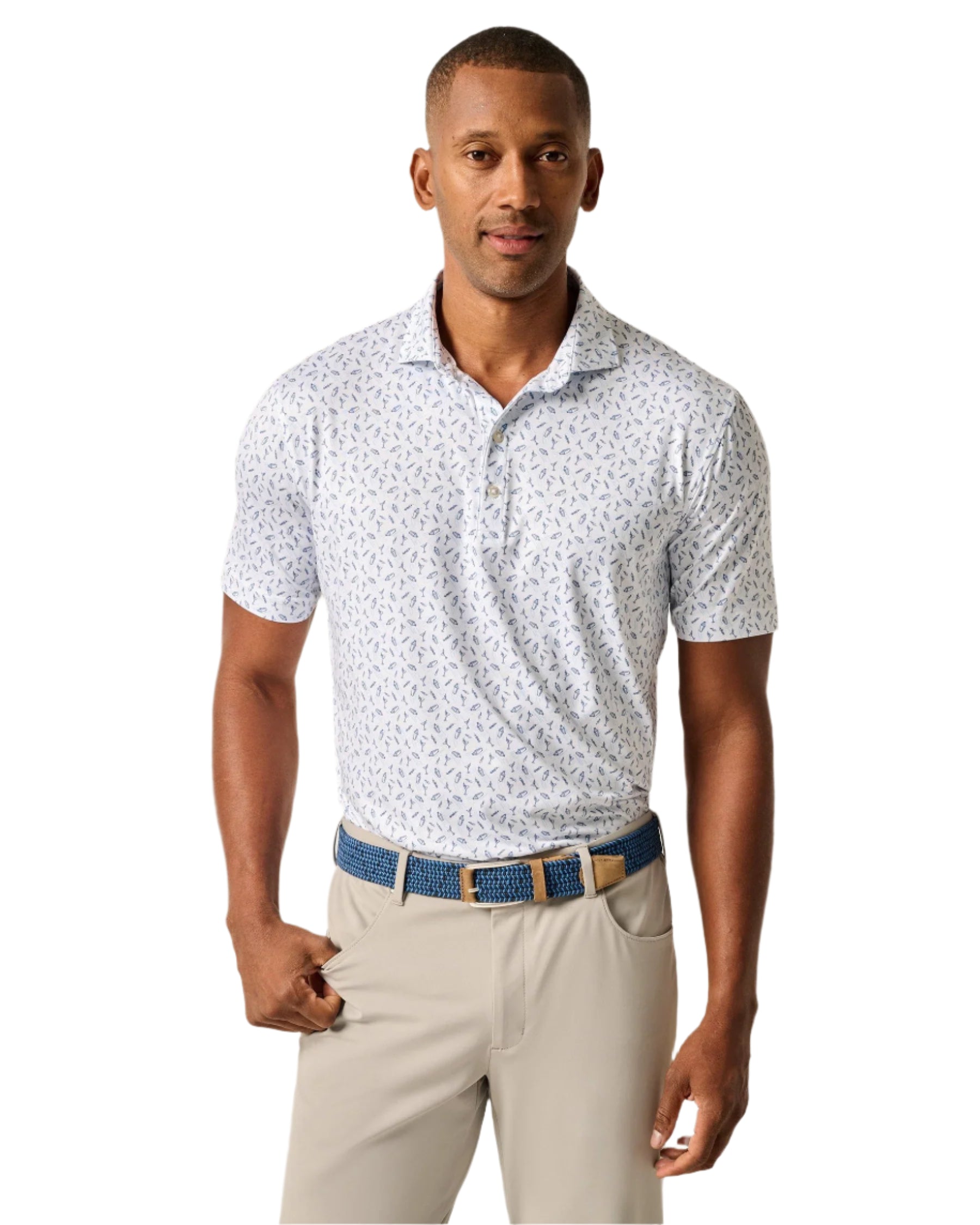 Johnnie O Men's Lightweight Performance Polo Shirt - Breathable Quick-Dry Golf & Tennis Shirt for Summer | Lake Blue