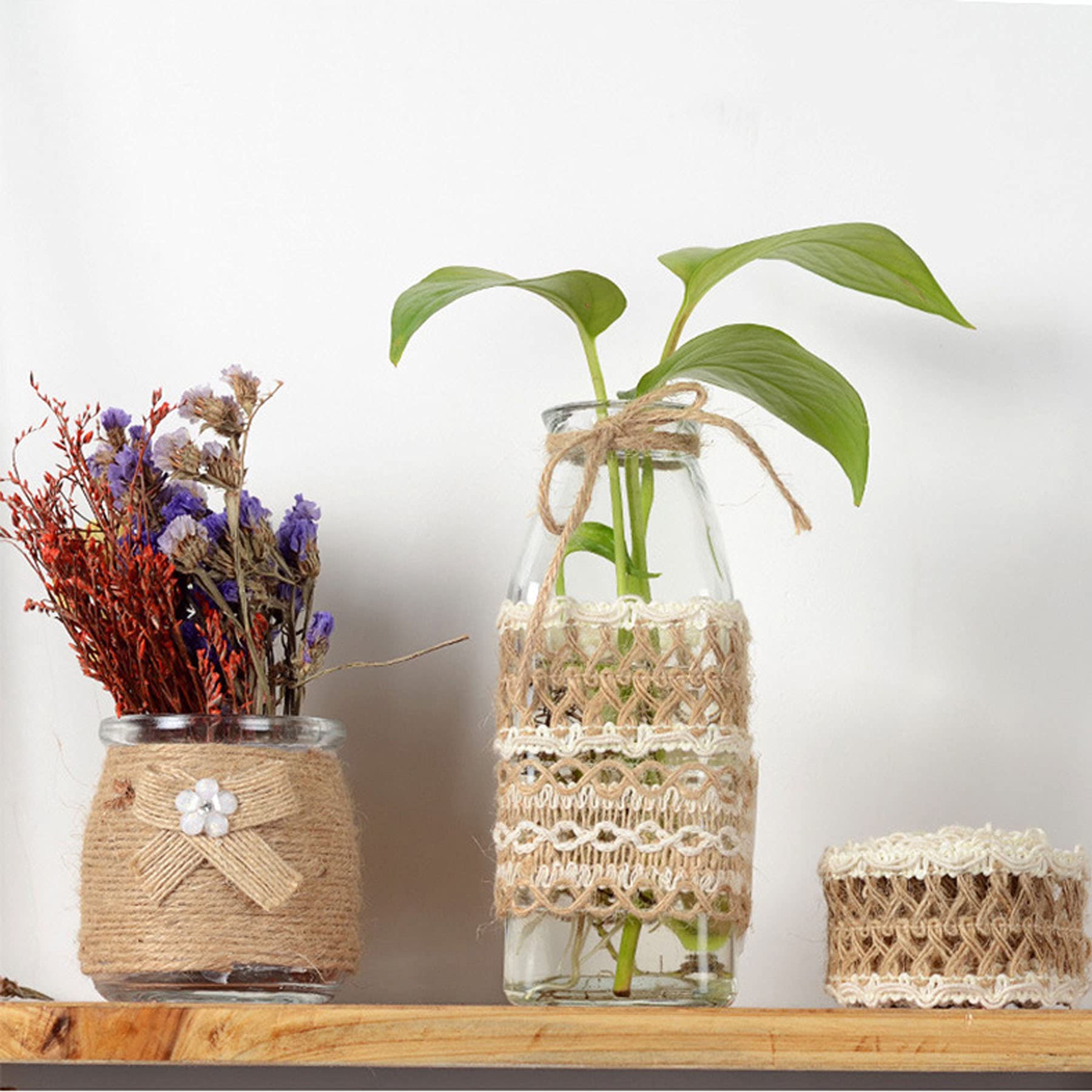 8 Rolls Natural Jute Ribbons for Crafts - 17.6 Yards Rustic Burlap Lace Ribbon for Gift Wrapping, Party Decor, Wedding & Holiday DIY Projects - Perfect for Rustic Wedding Centerpieces, Farmhouse Decor, and Handmade Gift Packaging