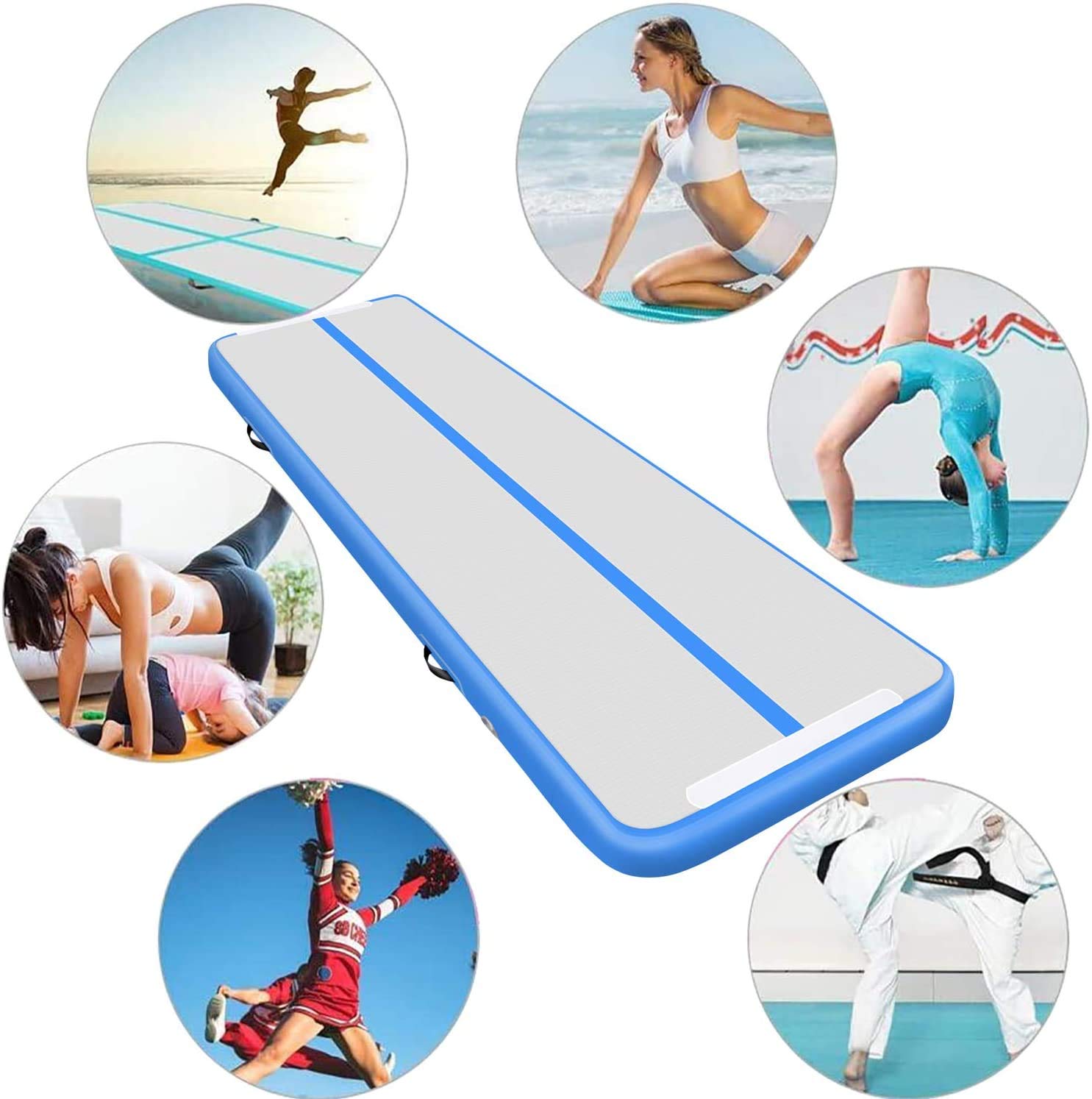 DOBESTS Inflatable Gymnastics Air Mat Tumble Track - 6.6ft/10ft/13ft/16ft/20ft Training Mat with Electric Pump for Home Gym | Perfect for Kids Gymnastics Practice, Backyard Play & Indoor Fitness Training