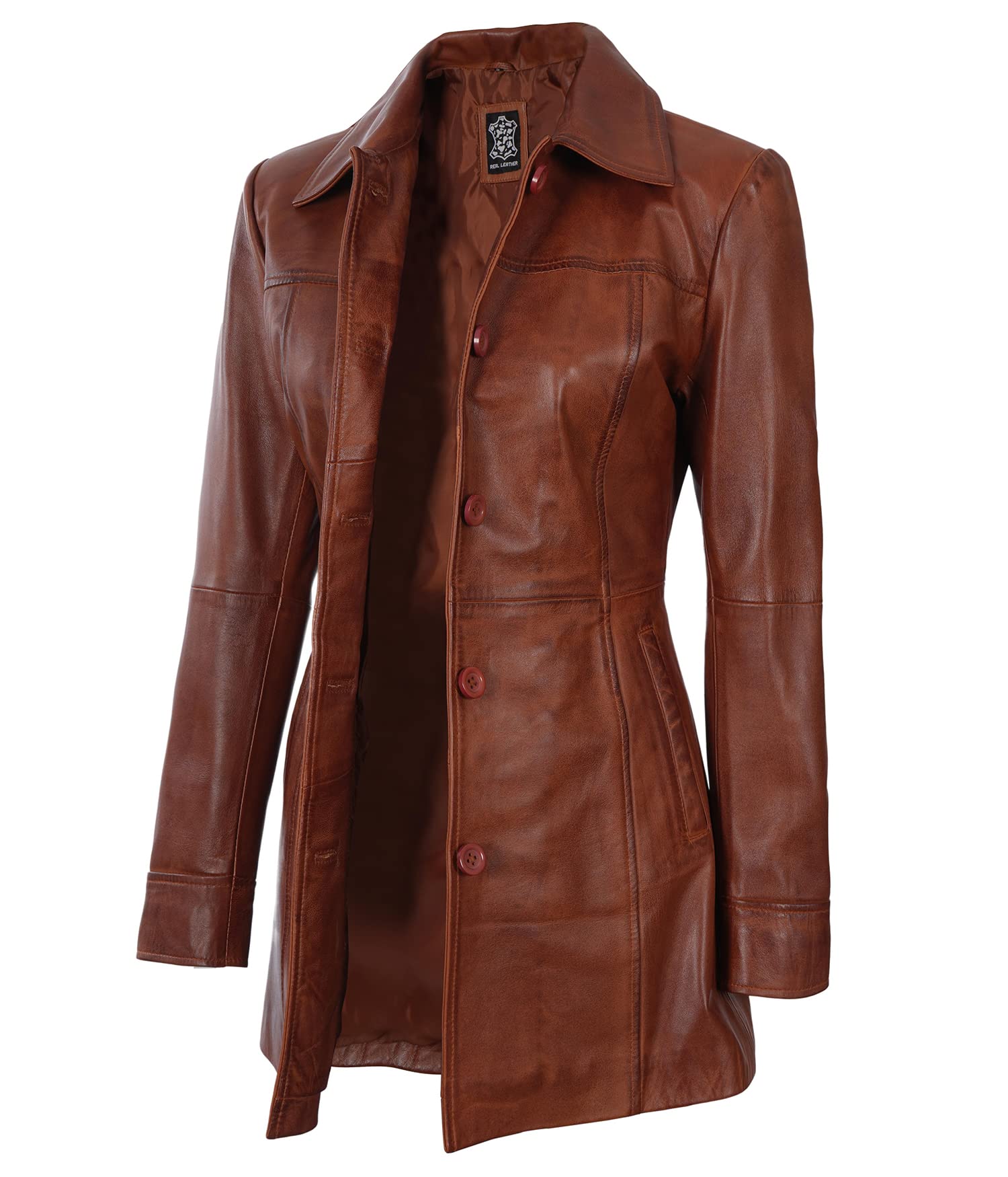 Genuine Lambskin Leather Jacket for Women - Stylish Soft Long Trench Coat - Winter Fashion Outerwear for Casual, Office & Evening Wear