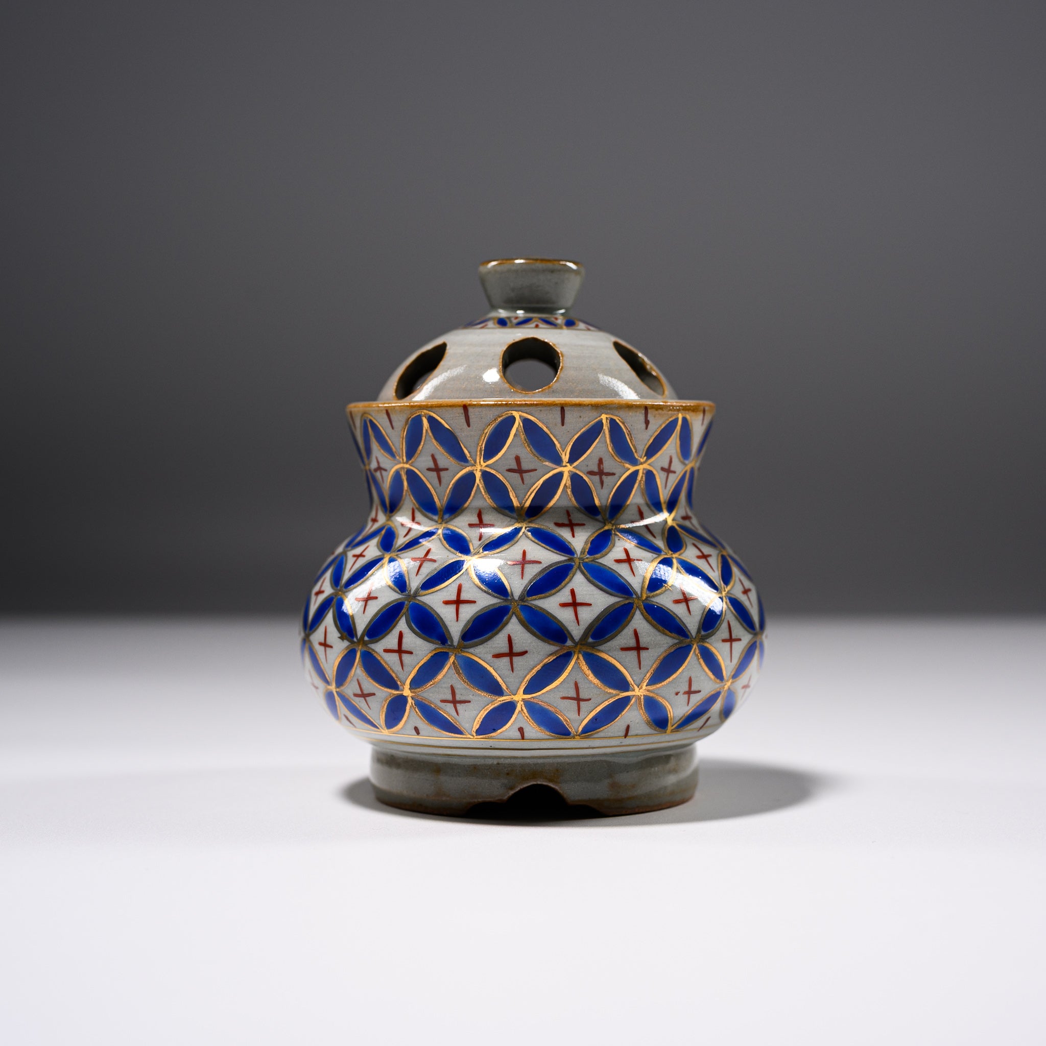 Kyo Kiyomizu Ware Incense Burner - Shippou By Minoru Ando | Traditional Japanese Ceramic Incense Holder for Meditation, Yoga & Home Decor