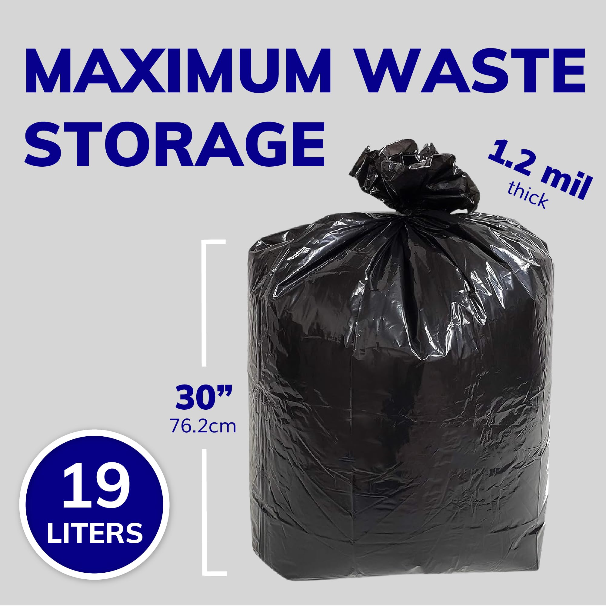 ActiveDogs Heavy Duty 5 Gallon Dog Poop Bucket Bags - 12 Pack Extra Thick 1.2ml Leak Proof & Tear Resistant Refill Liners for Waste Removal | Perfect for Trash Cans, Buckets & Pails | Ideal for Dog Parks, Backyards & Pet Waste Stations