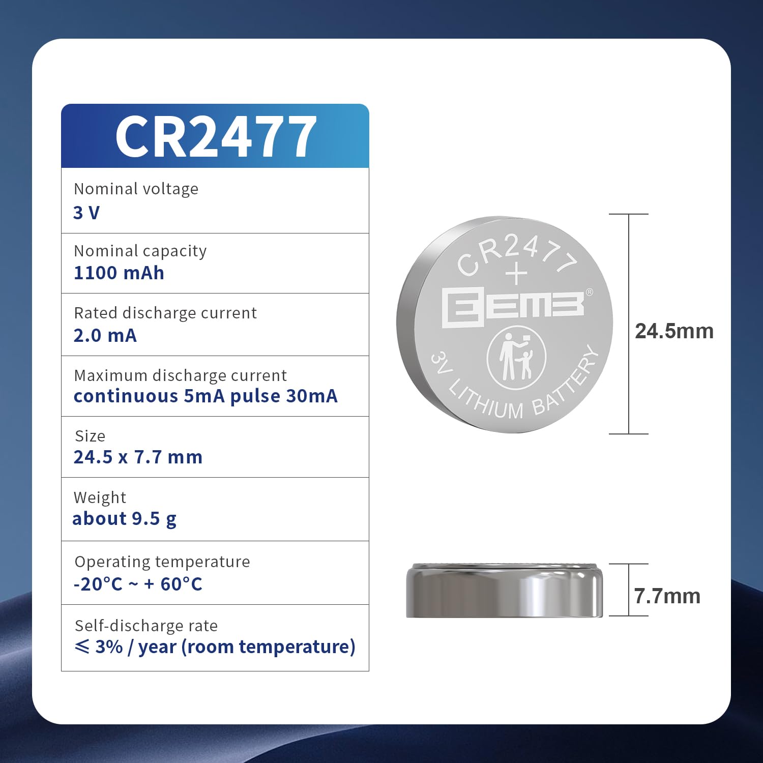 CR2477 3V Lithium Battery - 10 Pack for Watches, Key Fobs & Toys