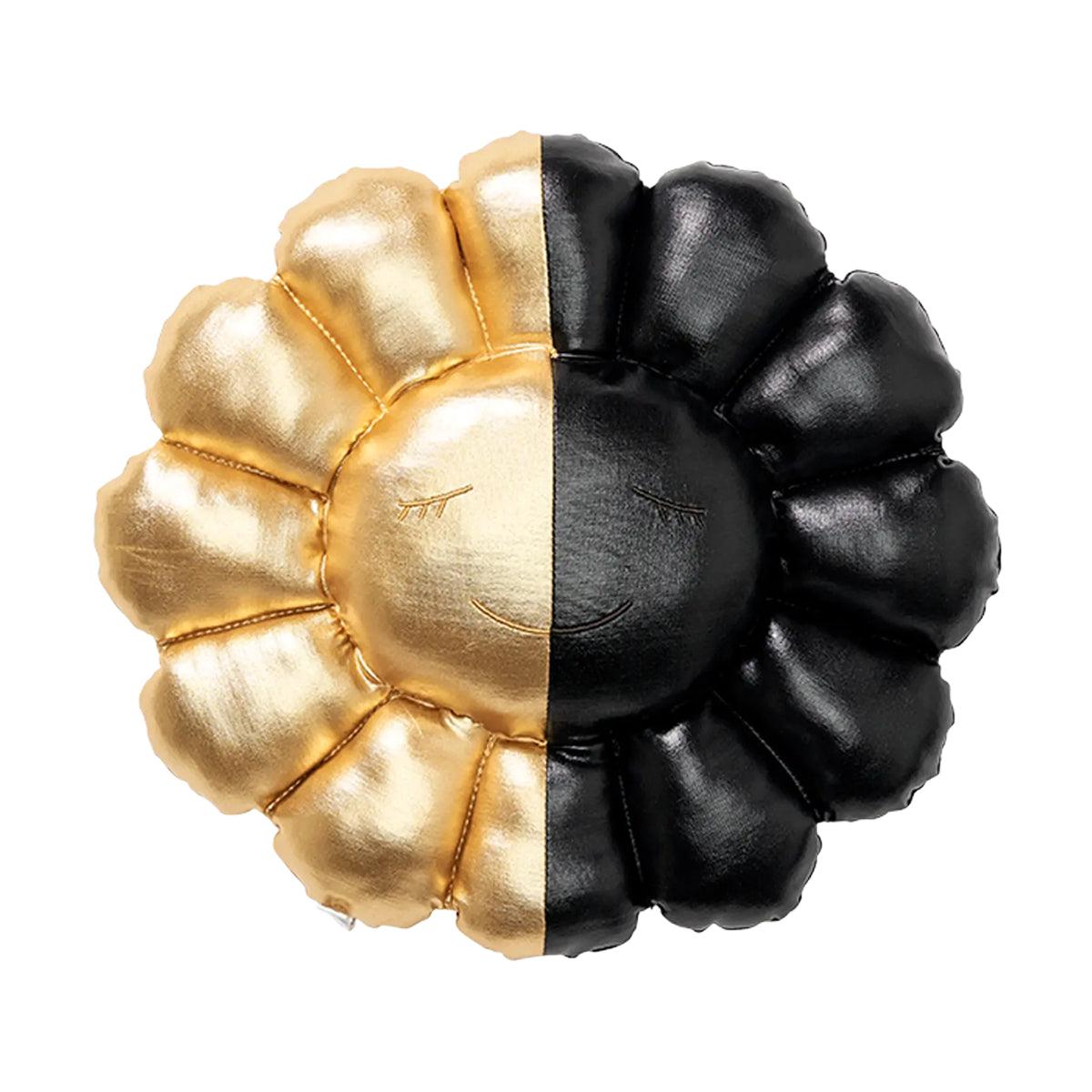 Hikaru Black Gold Flower Cushion 60cm - Luxury Home Decor for Living Room, Bedroom, or Office Sofa