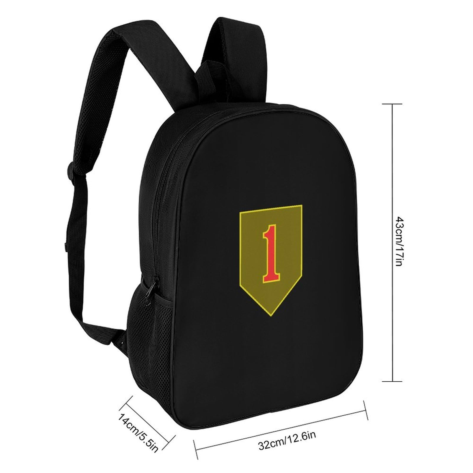 IOEDTHBJ 1st Infantry Division Tactical Backpack - 17 Inch Laptop Backpack for School & Work - Durable 3D Printed Military Style Computer Bag for Men & Women - Perfect for College, Office & Outdoor Adventures