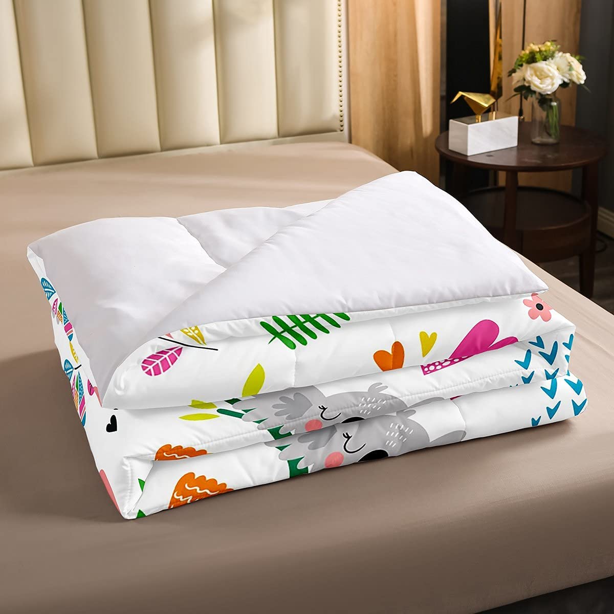 **Koala Safari Animal Kids Bedding Set - Full Size Comforter with 2 Pillowcases, Cute Cartoon Rainbow Design for Boys & Girls - Perfect for Nursery, Bedroom Decor & Gift**