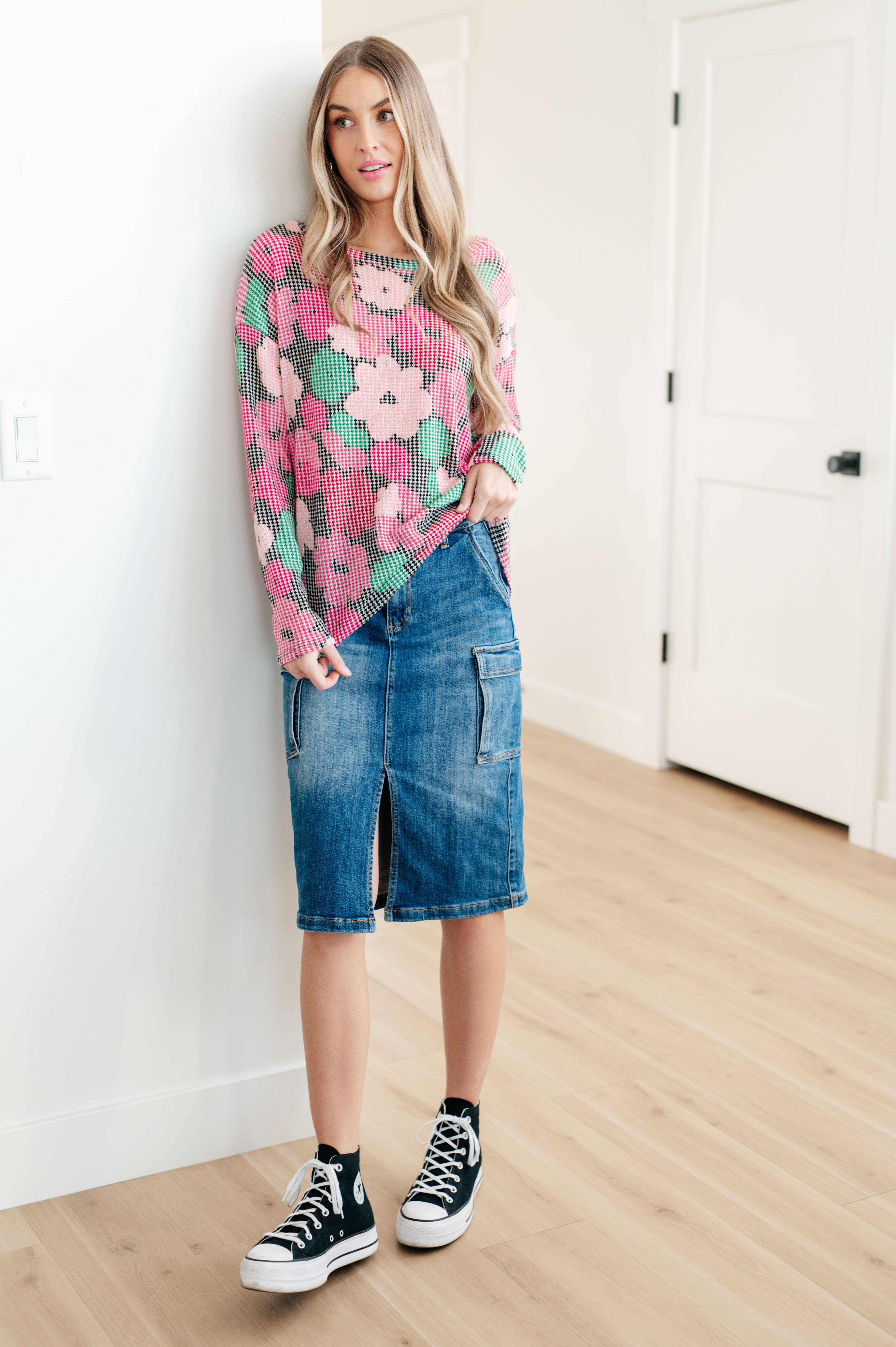 Always Be There Cargo Denim Skirt for Women - High Waist Stretch Denim Skirt with Pockets | Perfect for Casual Outfits, Streetwear & Travel