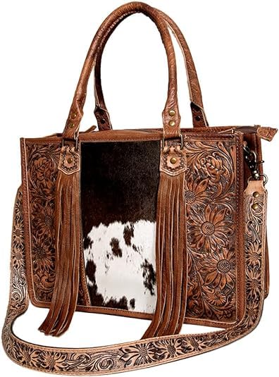 American Darling Genuine Leather Western Women's Briefcase Handbag Purse - ADBG230BKW | Stylish Work Bag for Professional Women & Cowgirl Fashion Accessory