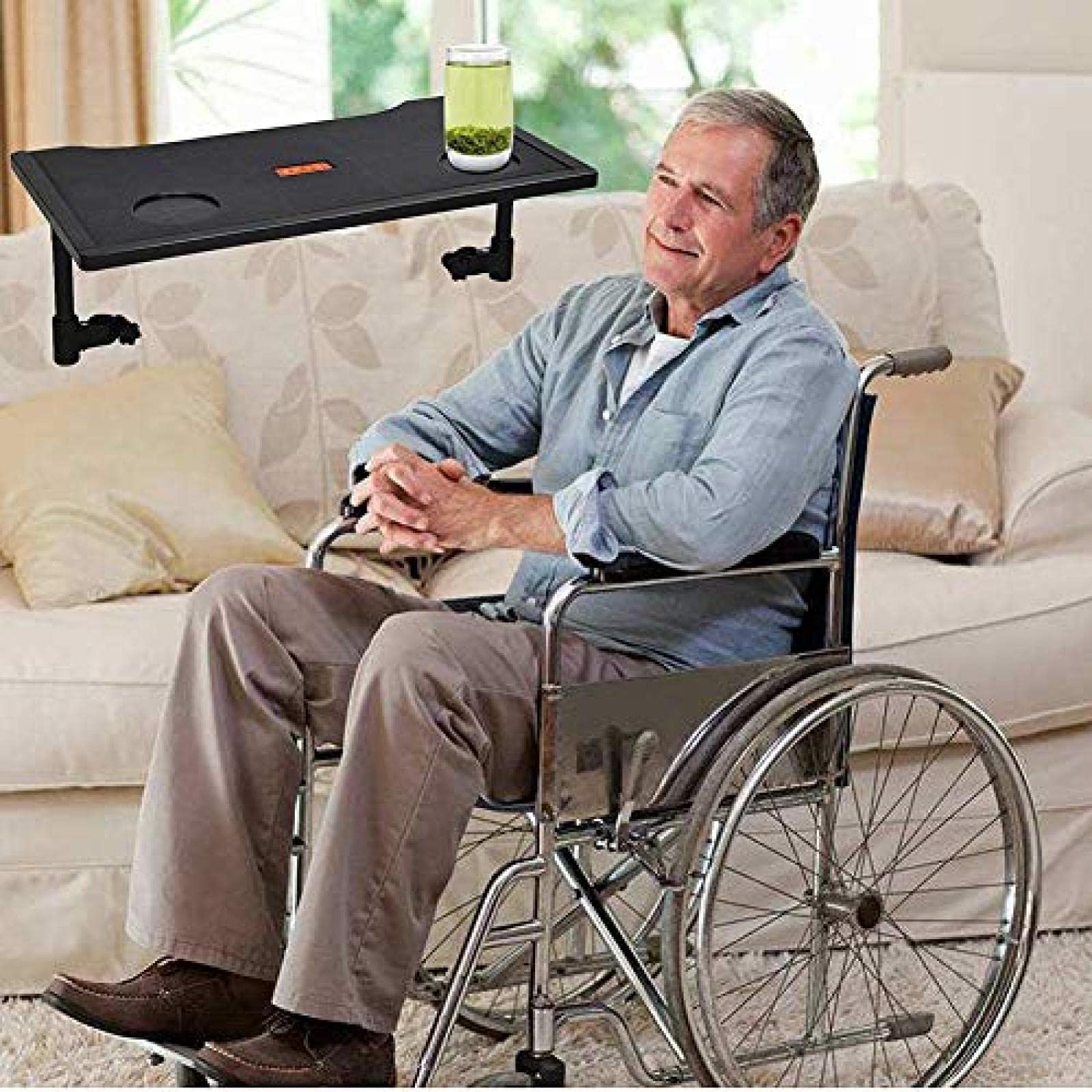 Premium Universal Wheelchair Lap Tray with Cup Holder - Portable Dining & Reading Table for Wheelchair Users - Ideal for Eating, Working, Studying & Relaxing - Durable & Lightweight Design for Home & Travel Use