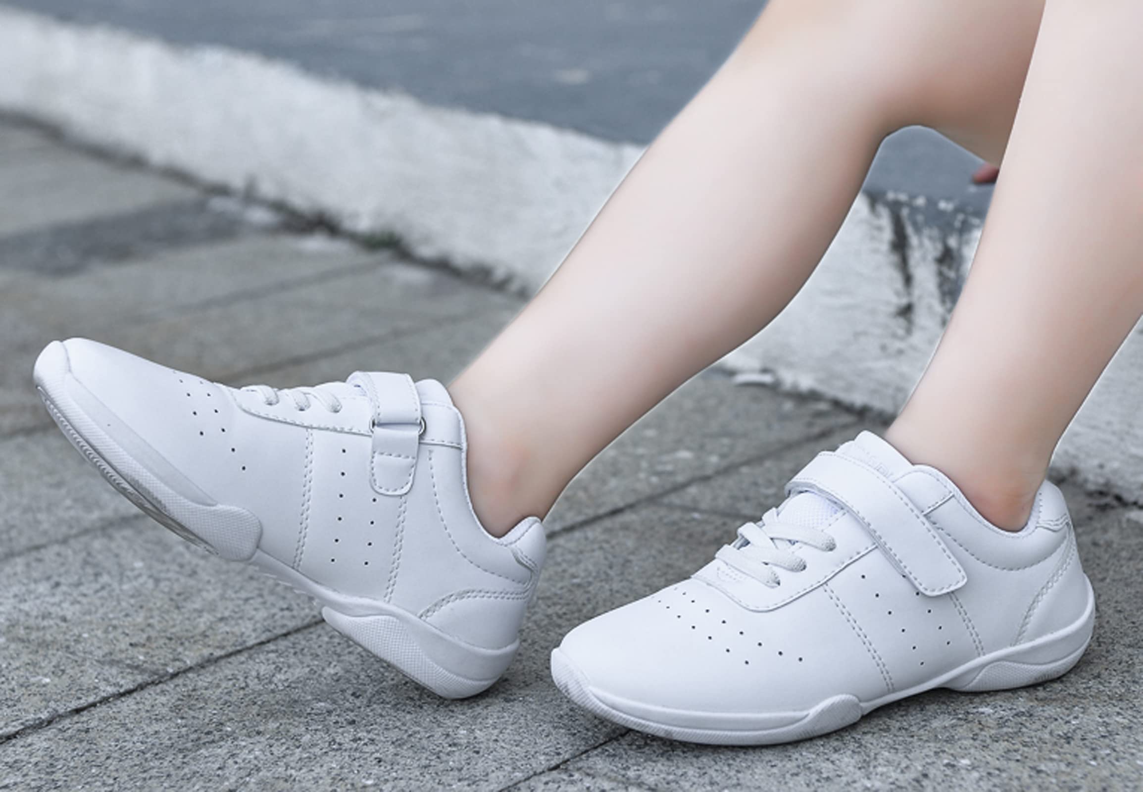 WUIWUIYU Boys & Girls Hook-and-Loop Cheerleading Jazz Dance Shoes - Non-Slip Yoga Sports Sneakers for School, Competition & Training - Perfect for Dance Practice, Gym Workouts & Kids' Athletic Activities