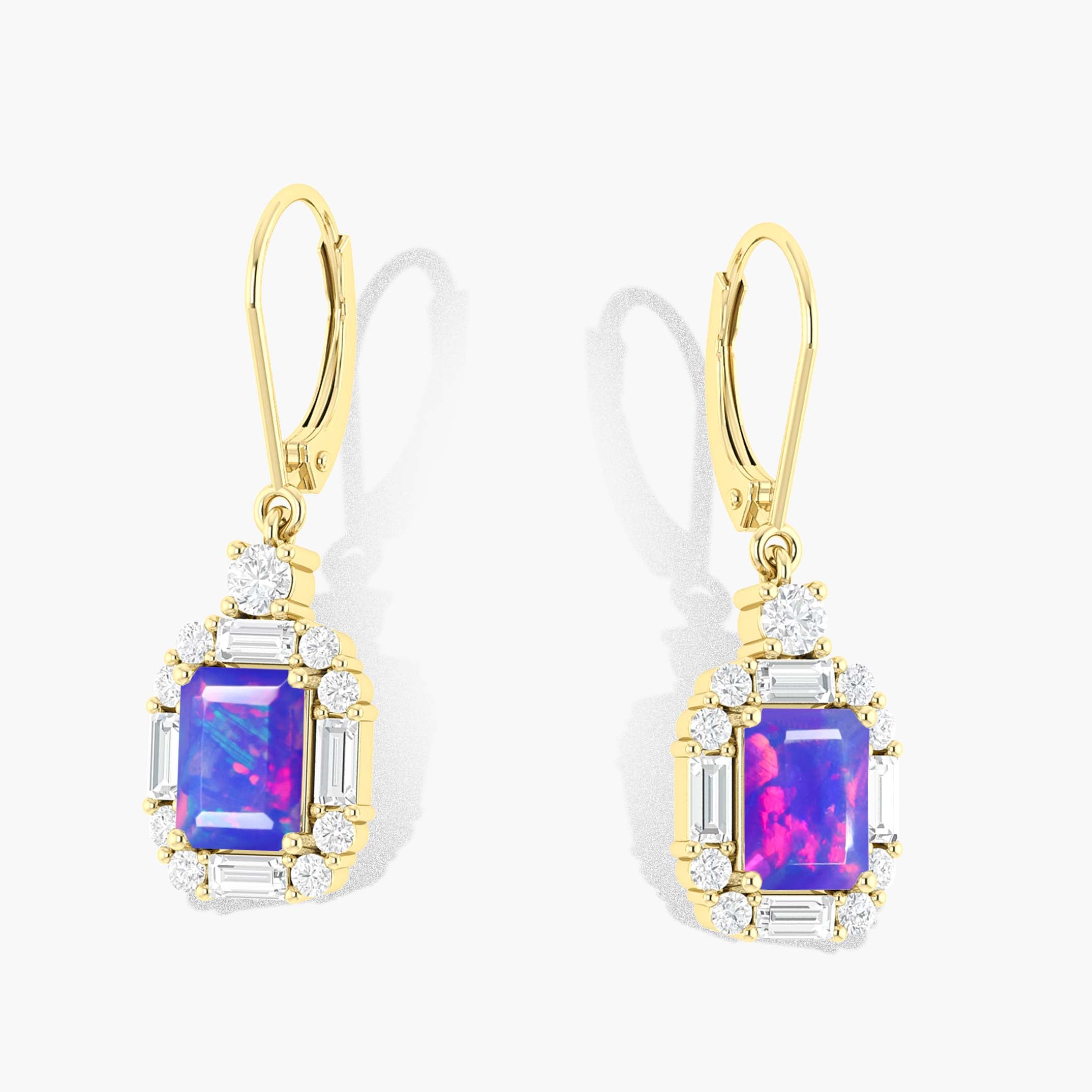 Lavender Opal Octagon Gemstone Drop & Dangle Earrings for Women | Handmade Sterling Silver Jewelry | Perfect for Weddings, Parties & Special Occasions