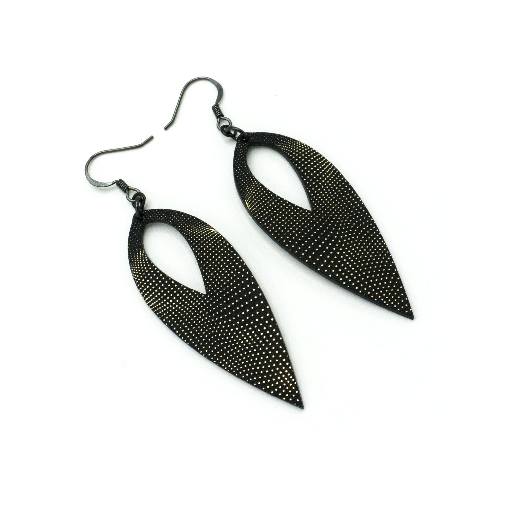 Nativas 17R Acrylic Earrings - Brushed Gold & Black Hoop Earrings for Women, Trendy Dangle Statement Jewelry for Party, Wedding & Everyday Wear