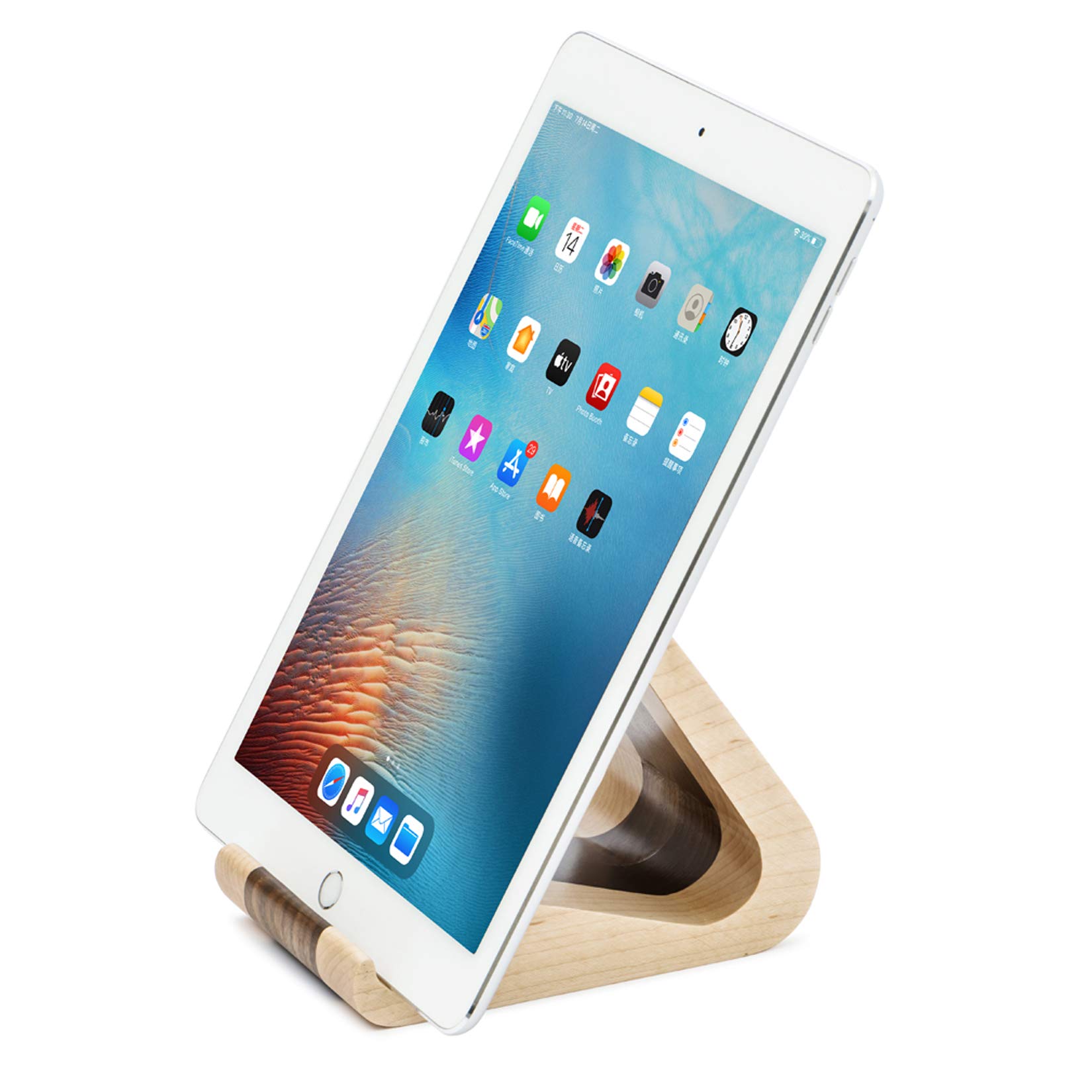 Premium Wooden Tablet Stand - Universal iPad Holder Tripod Compatible with 6-13 Inch iPad Pro/Air/Mini, Samsung Galaxy Tab & Kindle Fire - Sturdy Desk Stand for Reading, Watching & Video Calls