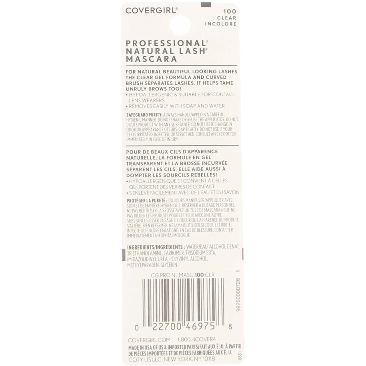 CoverGirl Professional Natural Lash Mascara - Clear Formula for Natural Look, 0.34 oz (Pack of 4) - Perfect for Everyday Wear, No Makeup Makeup Days & Sensitive Eyes