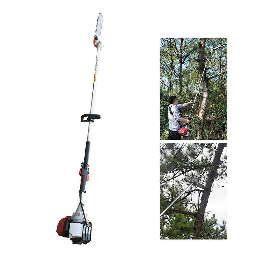 42CC 4-Stroke Gas Pole Saw Chainsaw - Cordless Long Reach Brush Cutter & Hedge Trimmer with Extension Pole (Air-Cooled 140F) - Perfect for Tree Pruning, Landscaping & Gardening Maintenance