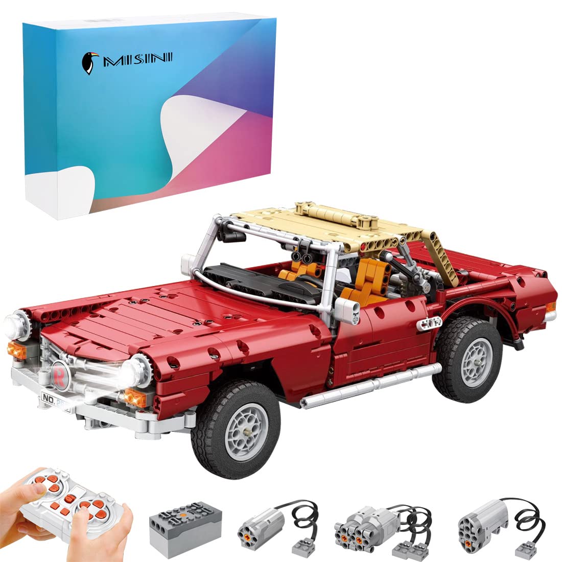 MISINI 280SL Super Car Building Kit - 1578pcs MOC 1:10 Scale Retro Sports Car Model, Compatible with Lego, Remote Control Collectible Toy for Adults & Teens | Perfect for DIY Projects, Home Display & RC Racing Enthusiasts