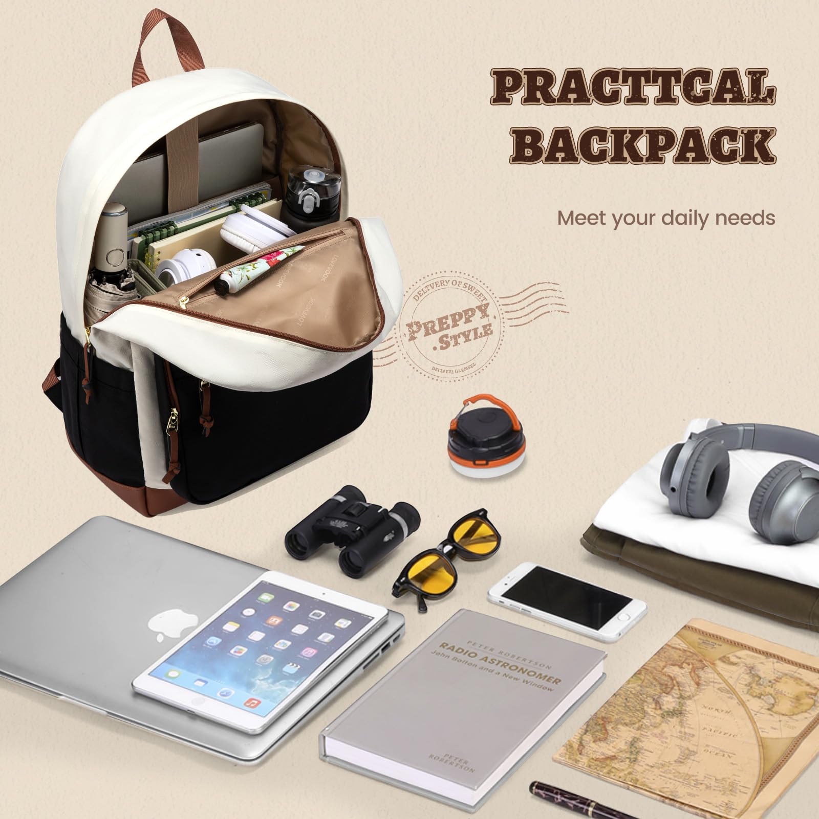 LOVEVOOK Lightweight Water Resistant Backpack for School & Travel - College Laptop Backpack with 15.6