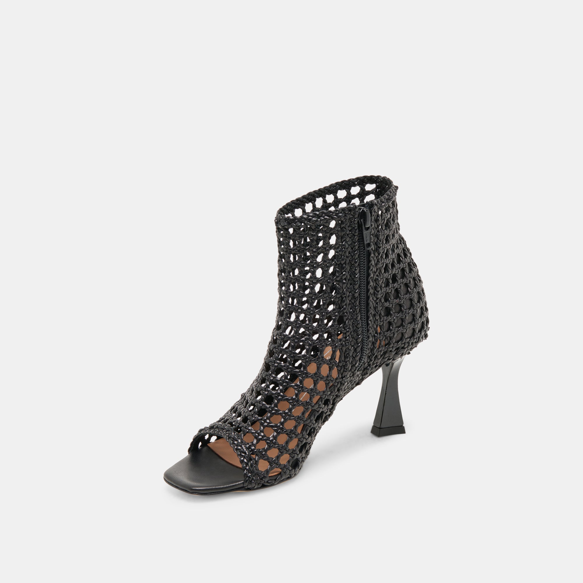 QUIN Black Woven Leather Heels for Women - Stylish High Heel Pumps for Office, Party & Evening Wear
