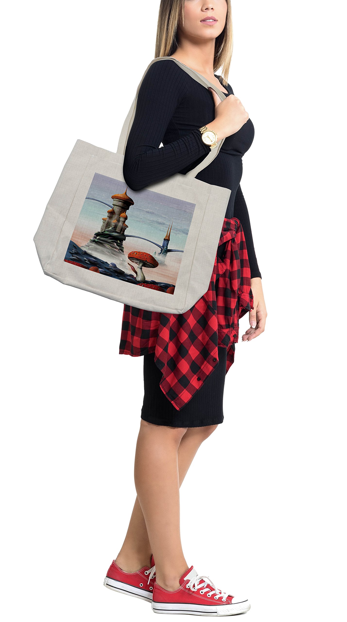 Fantasy Castle Kingdom Shopping Bag - Eco-Friendly Reusable Grocery Tote for Beach, Travel & Shopping - 15.5
