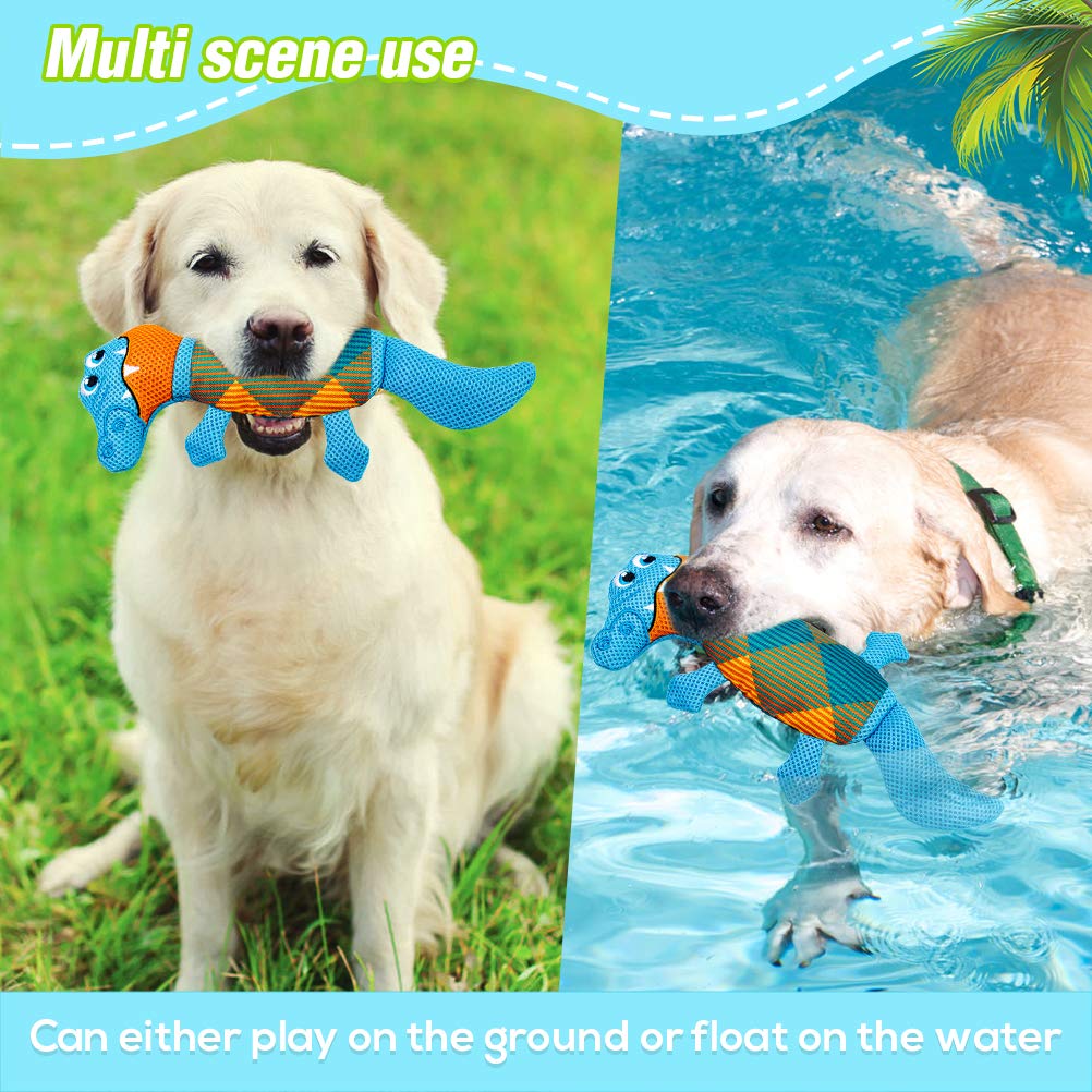 EXPAWLORER Floating Squeaky Dog Toys - 2 Pack Durable Oxford Fabric Water Toys for Pool, Lake & Beach | Interactive Chew Toys for Small & Medium Dogs | Perfect for Summer Outdoor Play, Swimming & Training