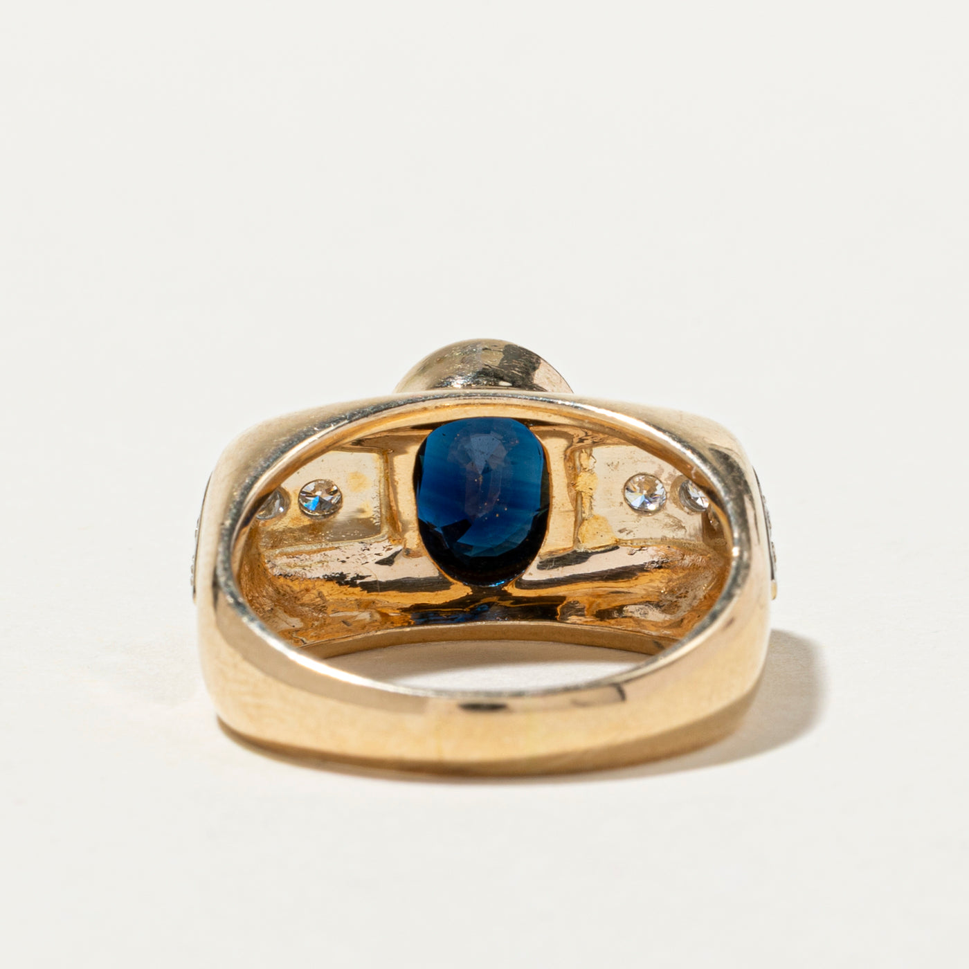 Exquisite Bezel Set Sapphire & Diamond Cocktail Ring - 1.88ct Natural Sapphire & 0.28ctw Diamonds - Size 8 - Perfect for Evening Parties, Weddings & Special Occasions