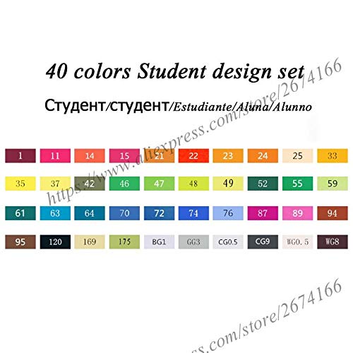 Cobaka Dual Tip Alcohol-Based Art Markers Set - 40 Colors Brush & Chisel Tip Sketch Pens for Manga, Illustration, Calligraphy - Perfect for Students, Artists & Professionals (Great for Coloring Books, Comic Art & Design Projects)