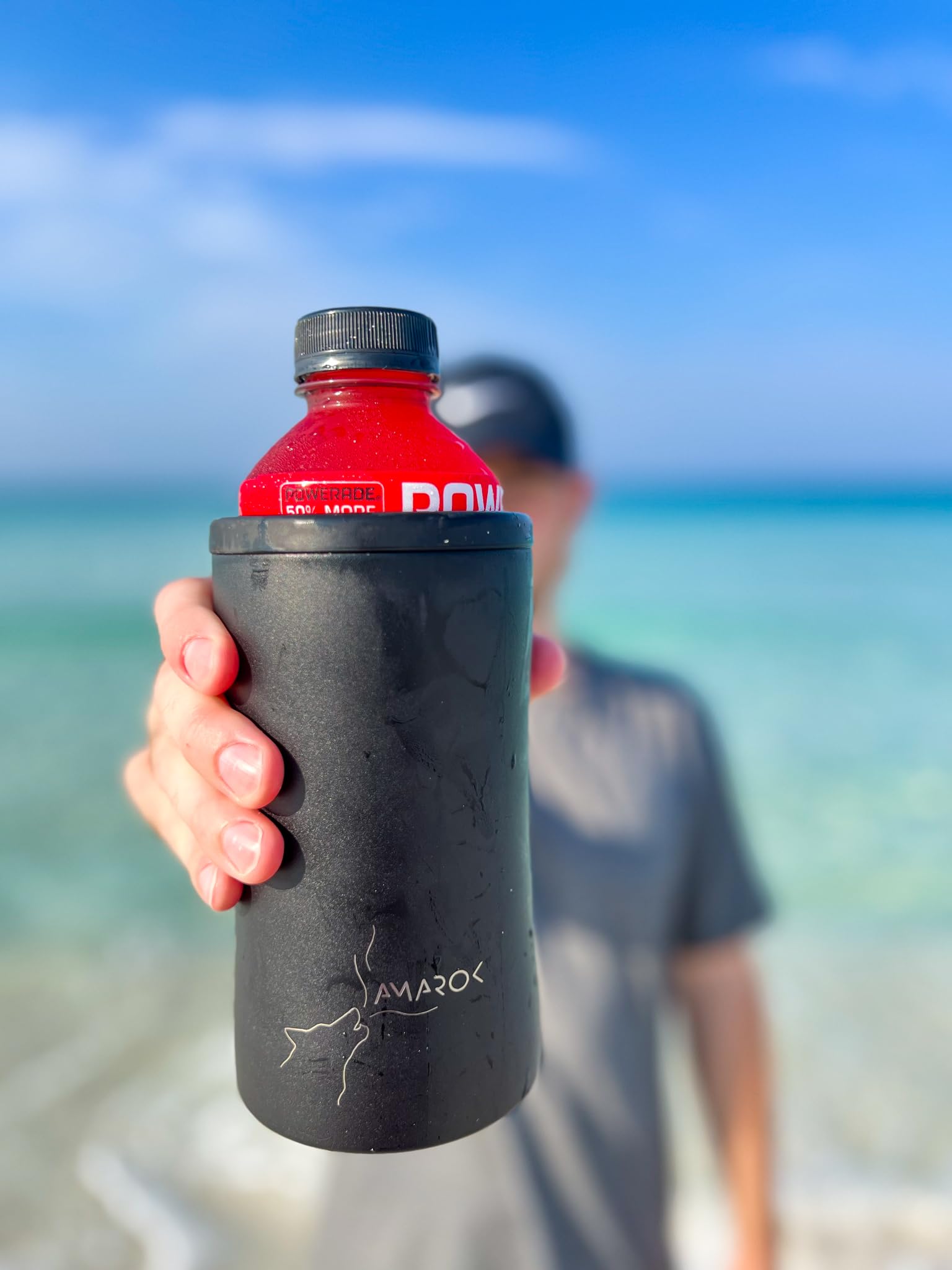 Amarok Insulated Bottle Cooler - Black, Universal Fit for 20oz & Larger Water Bottles - Perfect for Camping, Hiking & Outdoor Adventures